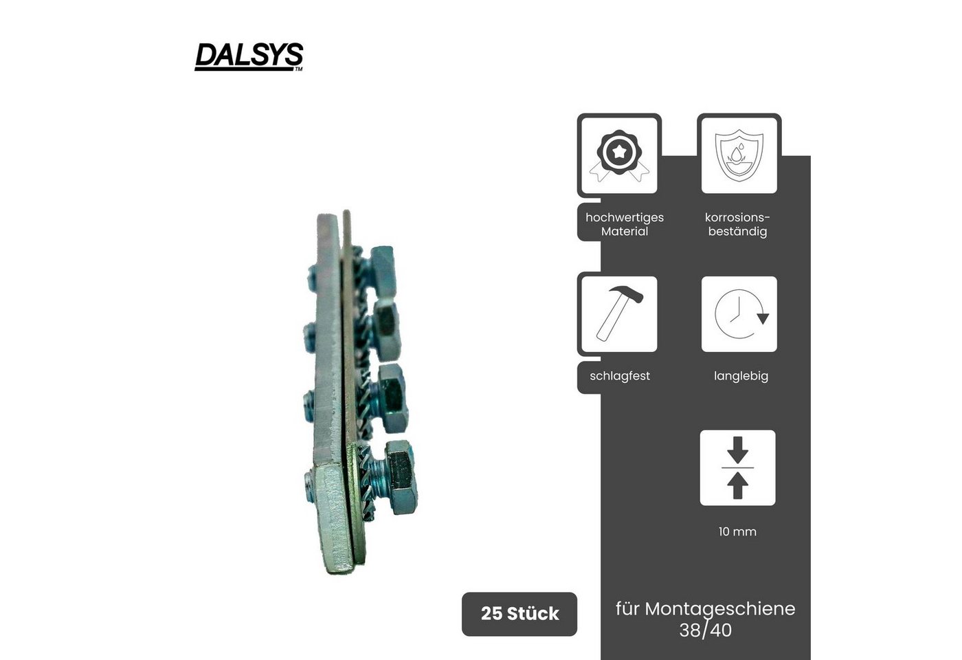 Thumbnail - Dalsys Bauschraube, (Schienenverbinder für Montageschiene, 25 St), Profilverbinder, Verbindungsplatte mit vormontierten ...