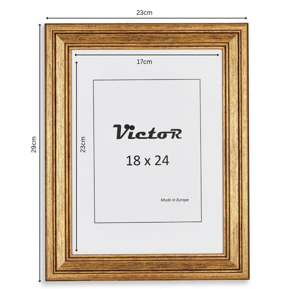 3er Bilderrahmen Leiste: Victor 18x24 cm, Set (Zenith) Goya, 19x31mm, gold, Rahmen Kunststoff in