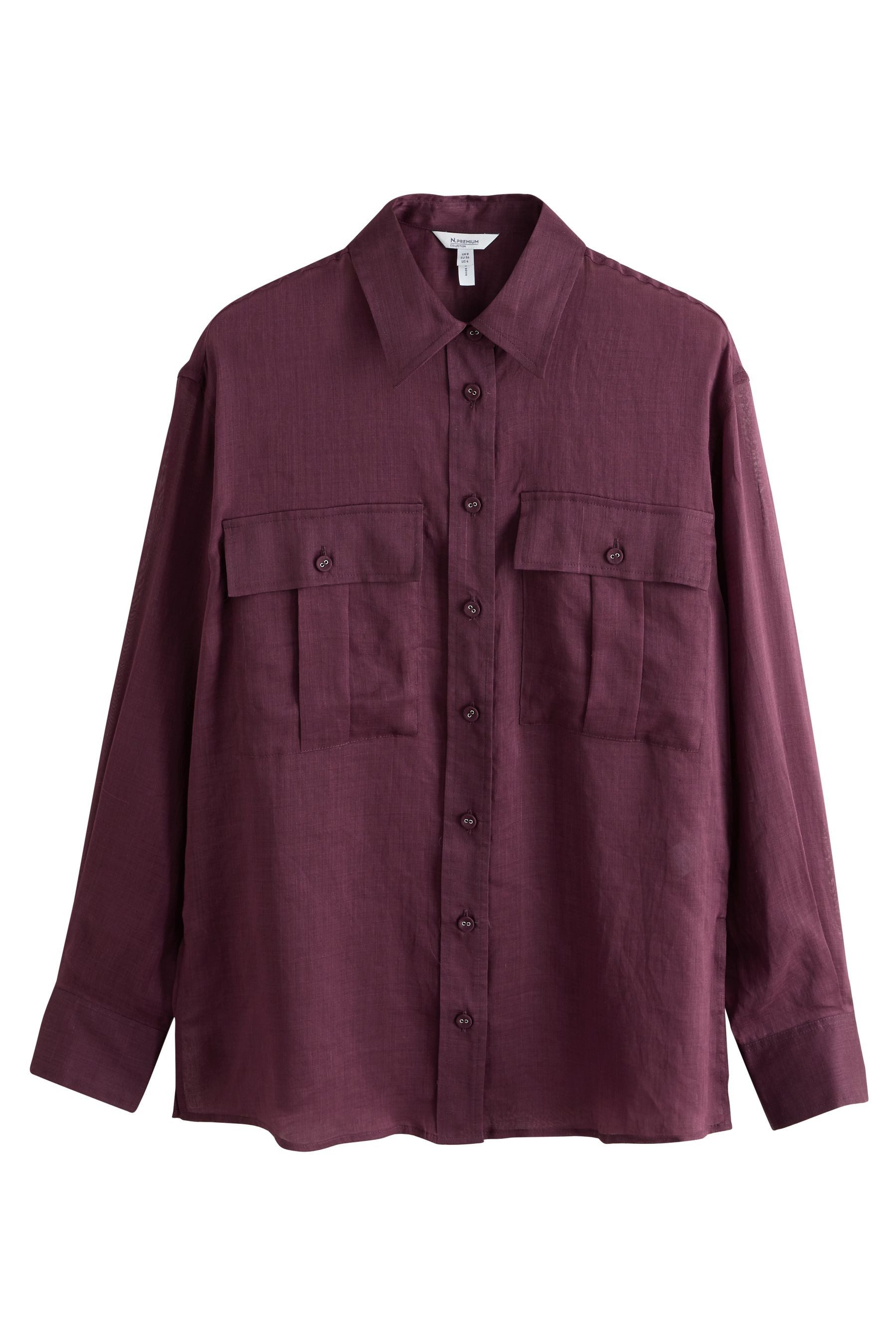 Next Hemdbluse Langärmeliges, transparentes Utility-Hemd (1-tlg)