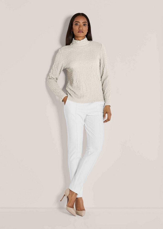 MADELEINE Langarmshirt Elegantes Oberteil mit Stehkragen Feinstrukturierter Jersey, langärmelig, modern