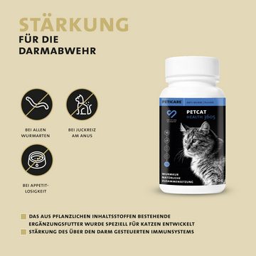 Peticare Futterbehälter Pflanzliche Darm & Wurmkur Pulver für Katzen - petCat Health 3605, (60-tlg)
