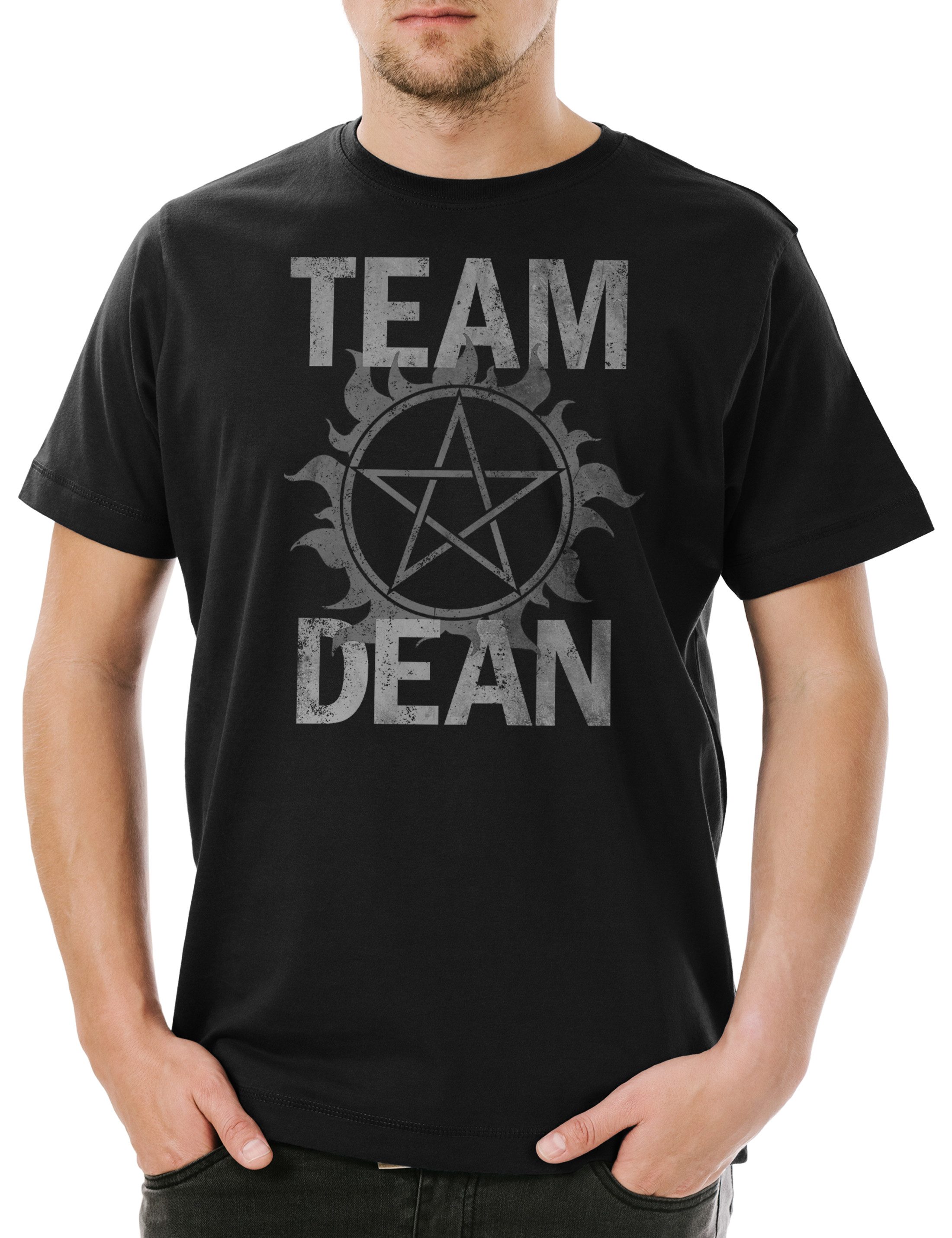 Print-Shirt Team Dean Herren T-Shirt Supernatural Fun Logo Pentragramm Logo