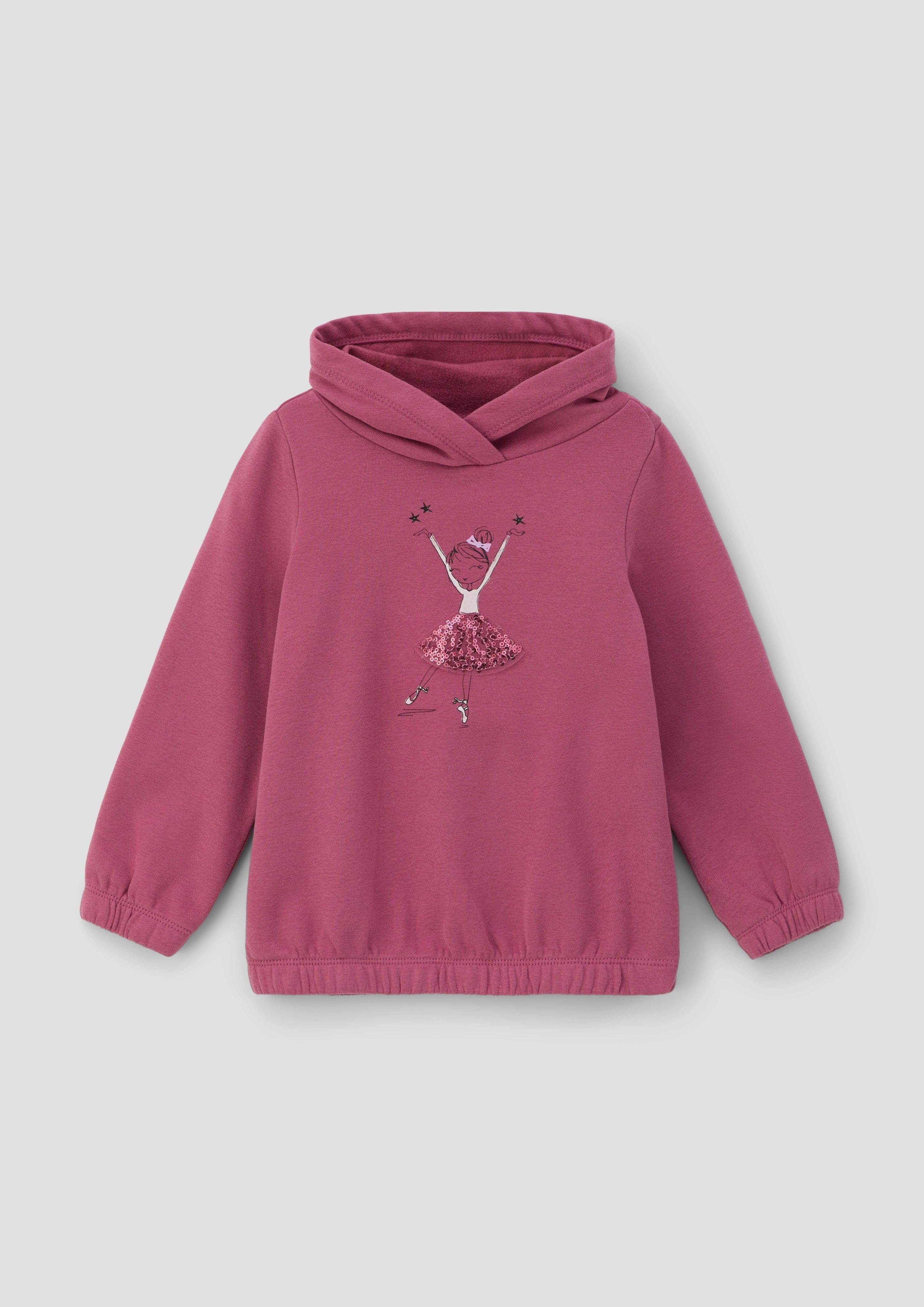 s.Oliver Sweatshirt Sweatshirt mit Schalkragen Pailletten, Glitzer pink
