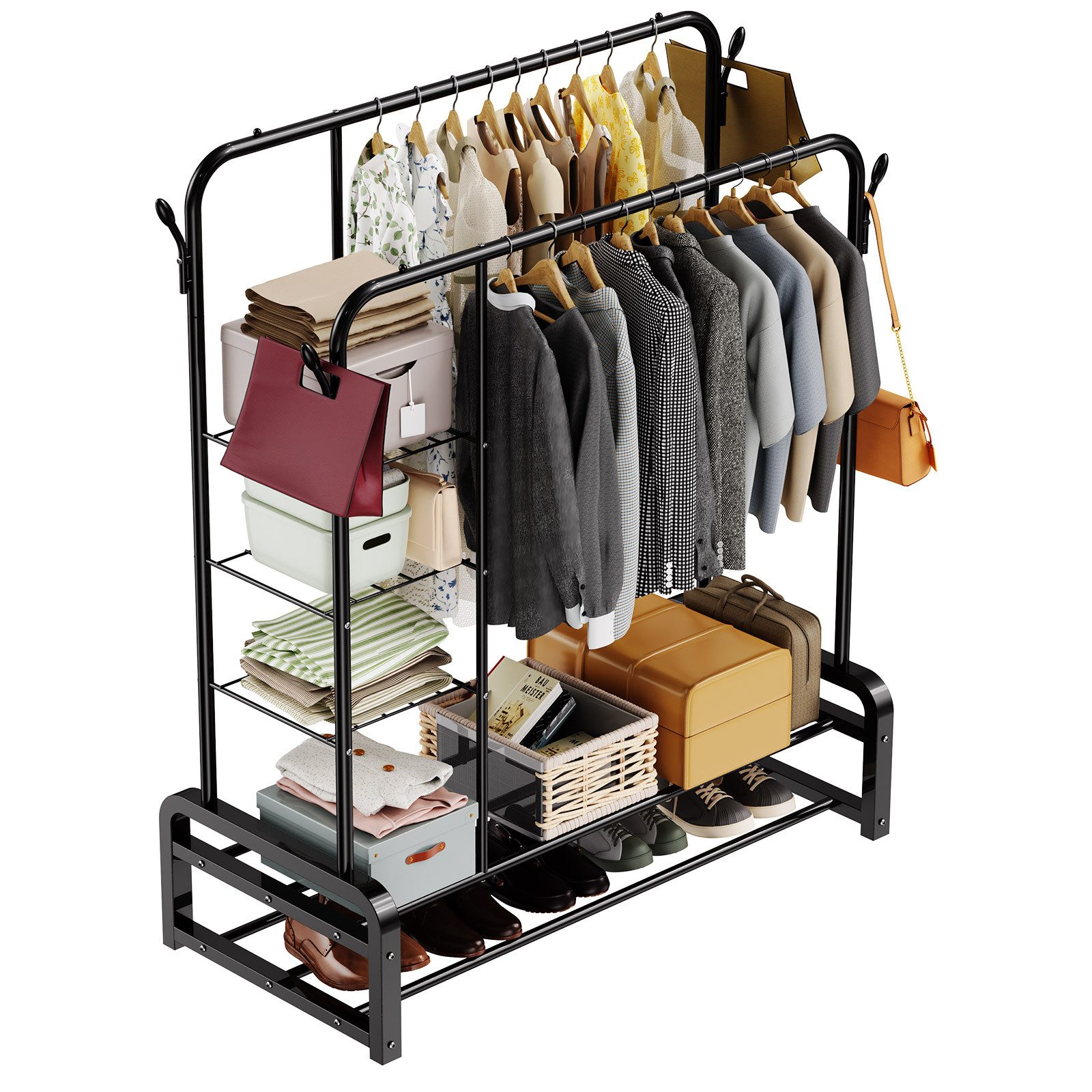 loefme Kleiderständer Kleiderständer Kleiderstange Doppelstab Garderobenstä günstig online kaufen