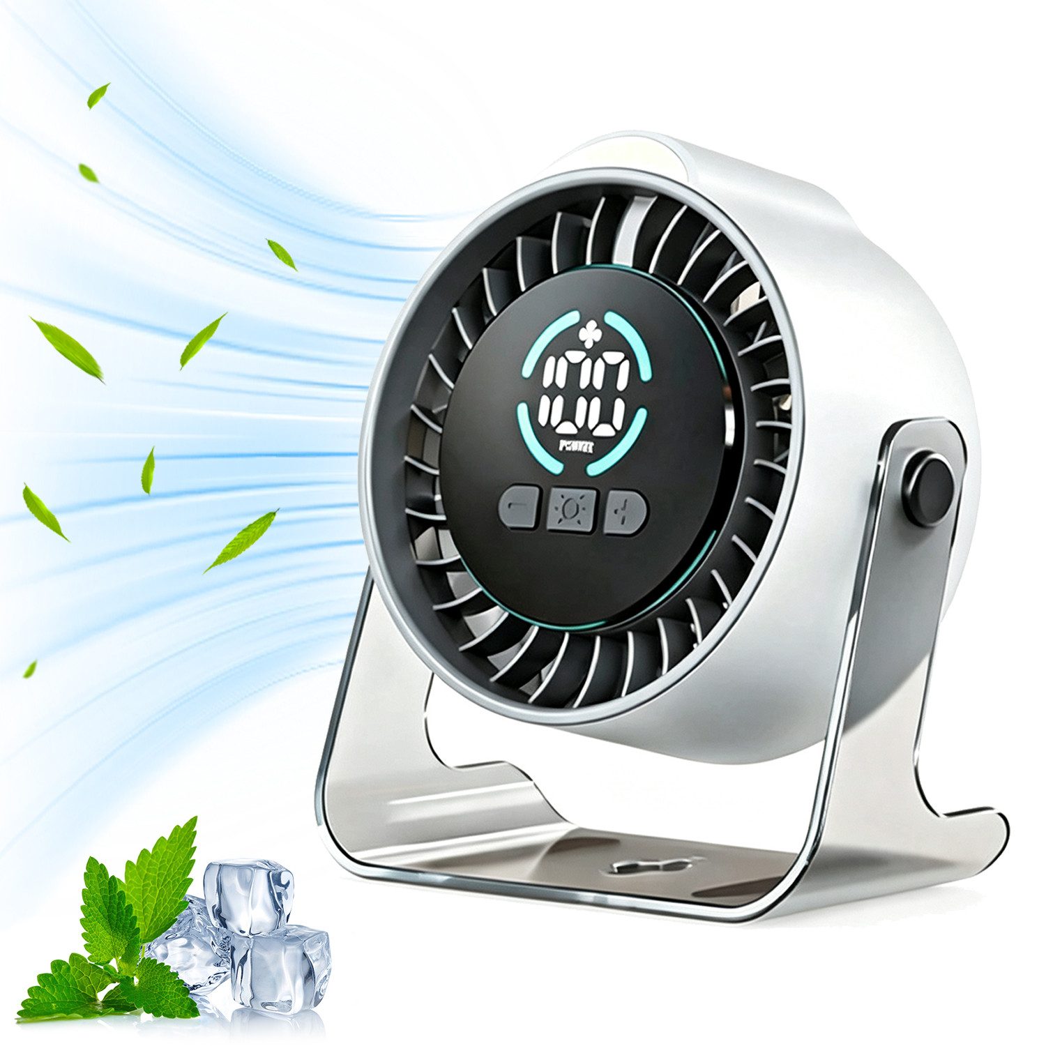 MOPUEA Tischventilator 2-in-1-Wand-und Tischventilator, 100 Stufen, Leiser Betrieb, 360°-Luftstrom, mit Nachtlicht, USB, für Reisen, Büro und Outdoor