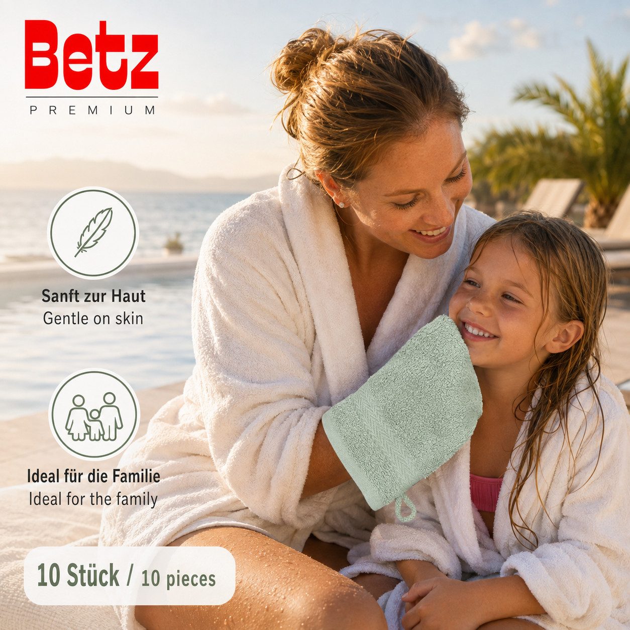 Betz Waschhandschuh 10-tlg. PREMIUM Größe 16 cmx21 cm, Baumwolle (Set, 10-St), 100% baumwolle – Bild 4 von 5