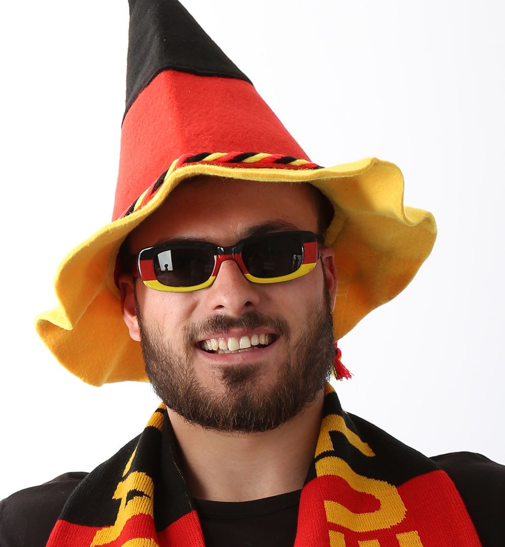 Fries Schlapphut Deutschland Seppelhut Schwarz Rot Gold Hut Fan Kostüm Karneval WM EM (1-St) Mit Kordel