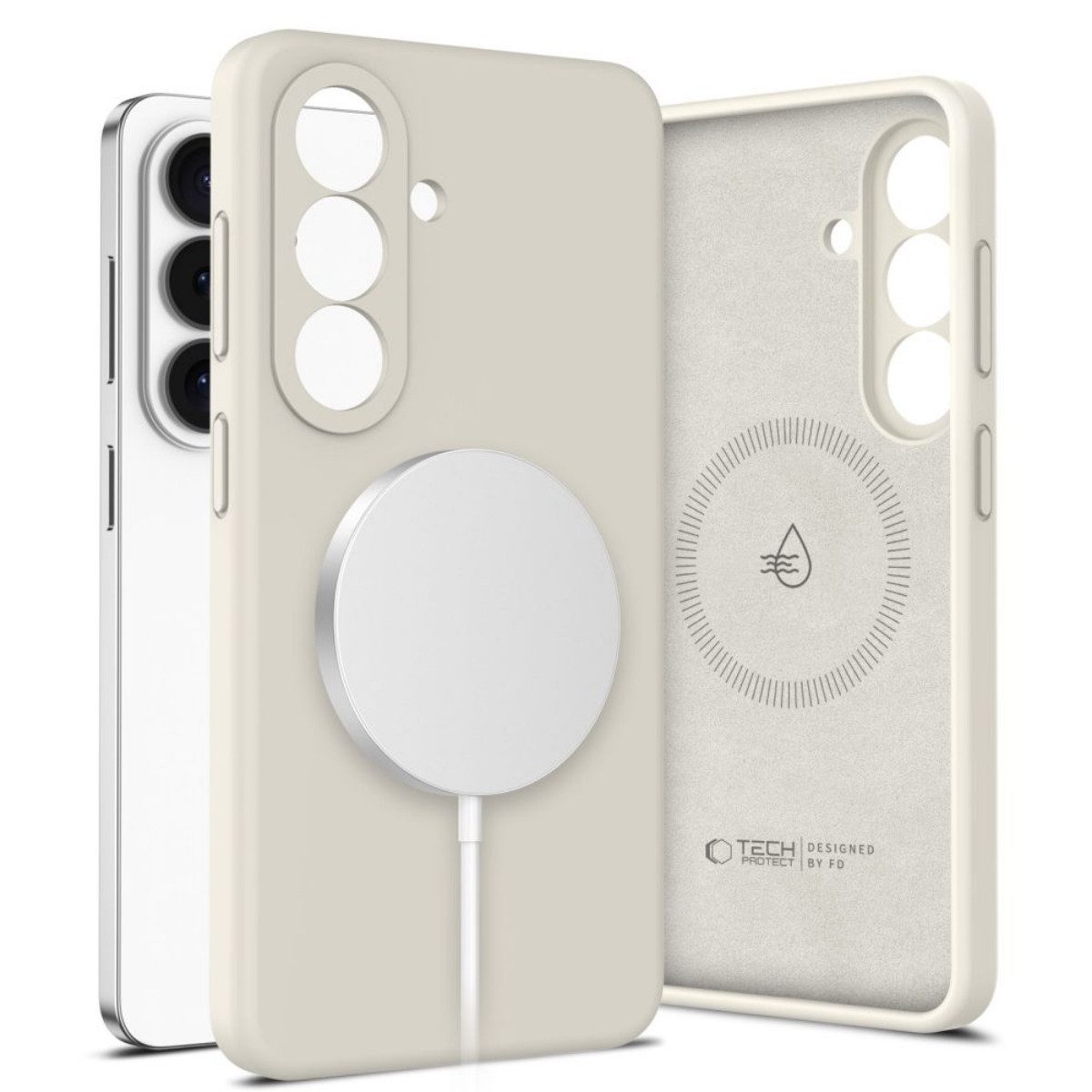 TECH PROTECT Handyhülle Silikon für Samsung Galaxy S26+ Plus Beige Magnetisch Case 6,7 Zoll, Weiche Mikrofaser-Innenseite schützt vor feinen Kratzern