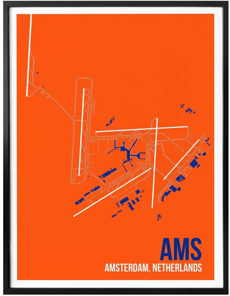 Grundriss Amsterdam, St), Bild, Wandbild, (1 AMS Wandposter Wandbild Grundriss Poster, Wall-Art Poster