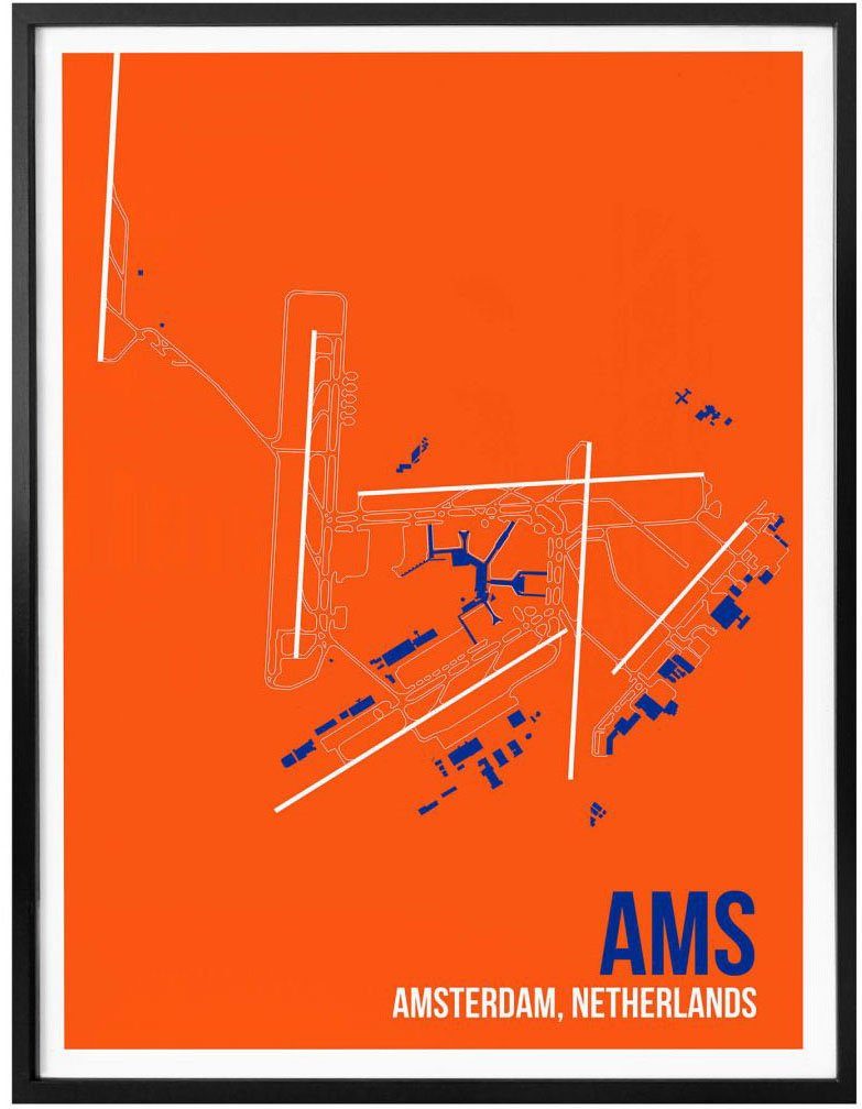 AMS Bild, Grundriss Wall-Art (1 Wandbild, Poster, Amsterdam, St), Wandbild Wandposter Poster Grundriss