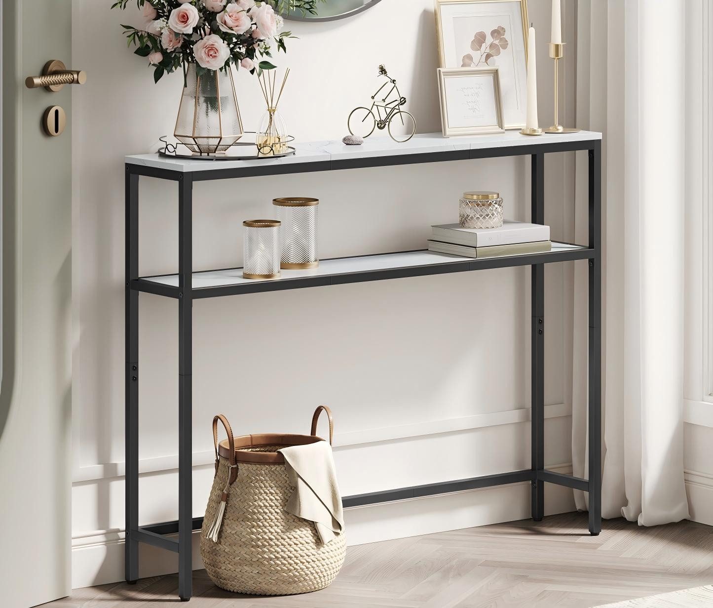 VASAGLE Konsolentisch, Konsolentisch, schmaler Sofatisch mit 2 Ablagen, 20 günstig online kaufen