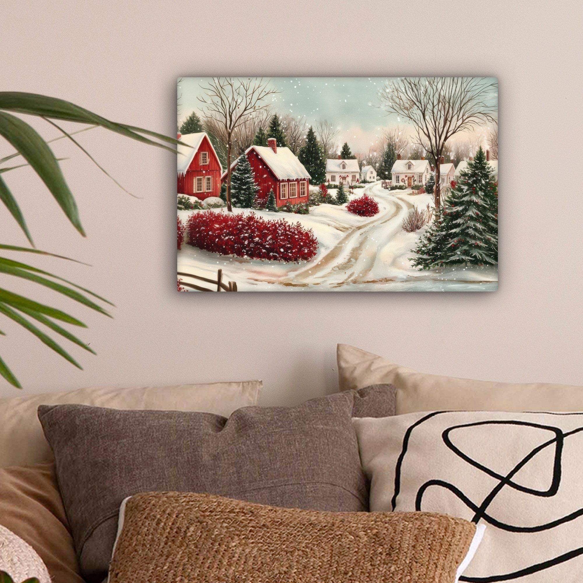 OneMillionCanvasses® Leinwandbild Weihnachtsstimmung - Ländlich - Rot, Foto günstig online kaufen