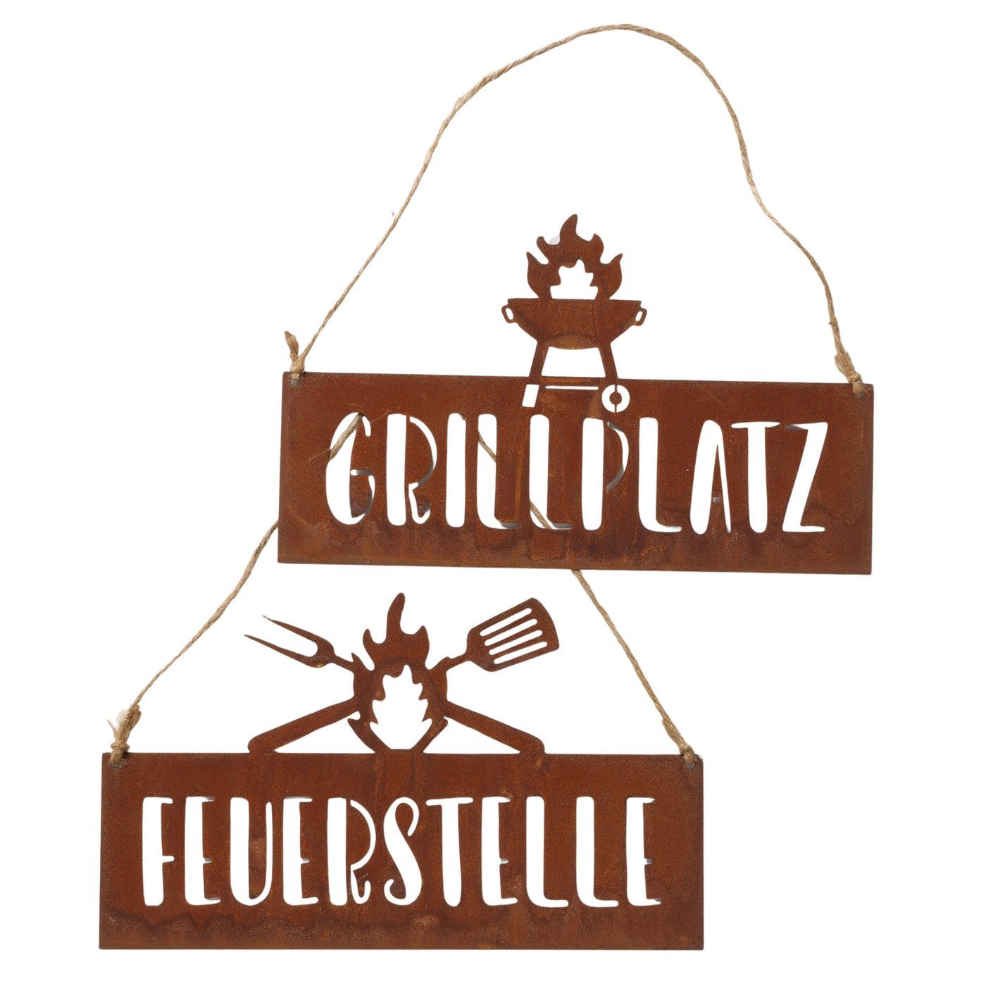 BOLTZE Hängedekoration Aufhänger aus Metall "Grillplatz & Feuerstelle" von Boltze SET - Garte