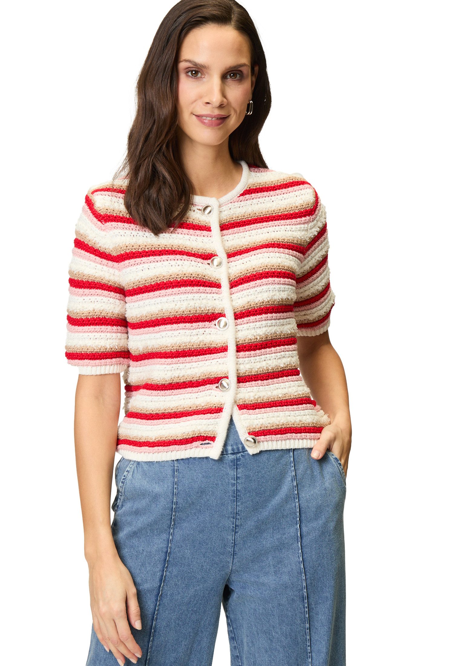 Strickjacke zero Strickjacke mit Knopfleiste gestreift