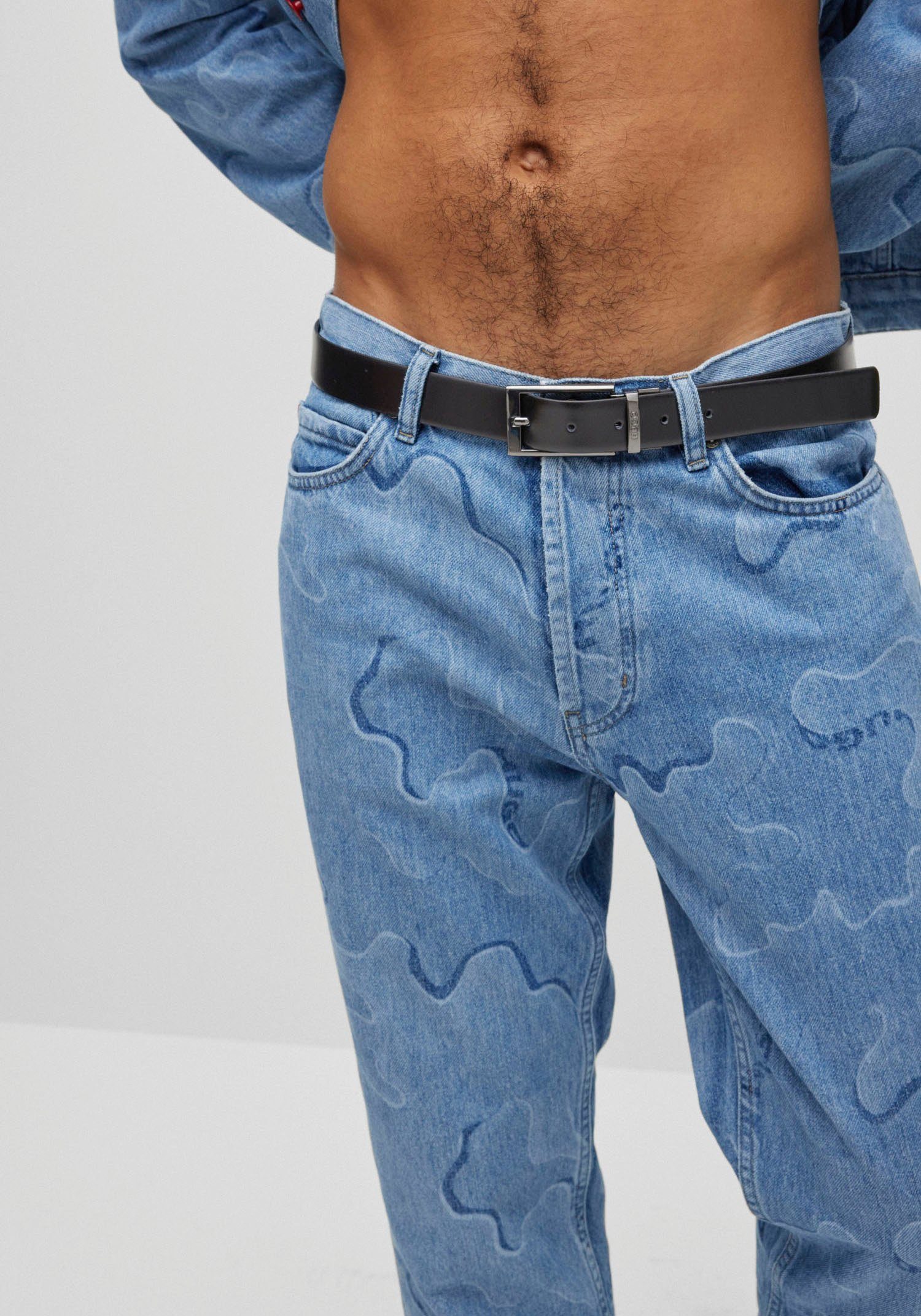 HUGO Ledergürtel Wendegürtel mit Logo-Prägung auf silberner Metall-Schlaufe günstig online kaufen