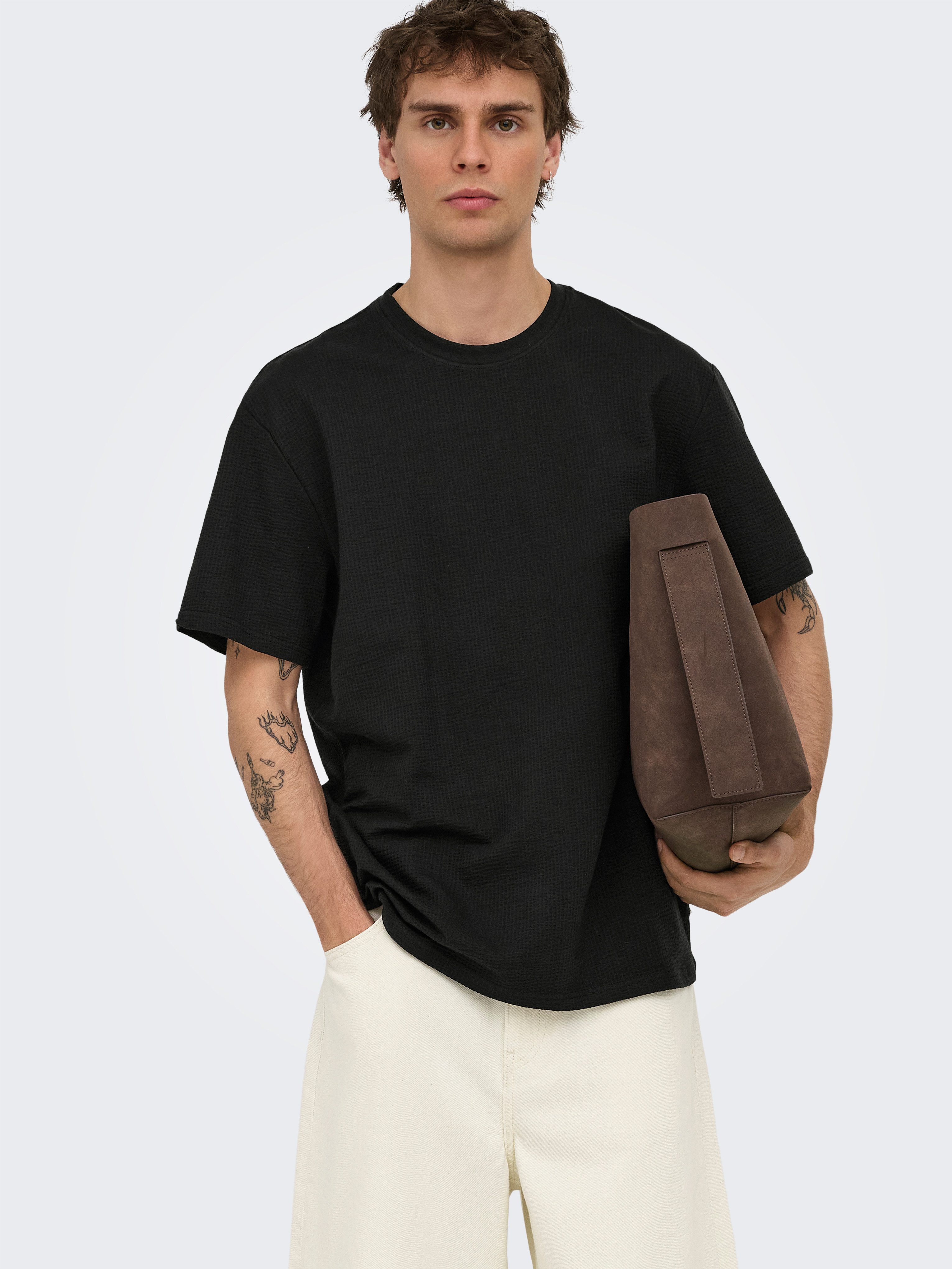 ONLY & SONS Rundhalsshirt ONSKIAN LIFE REG SEERSUCKER SS TEE NOOS