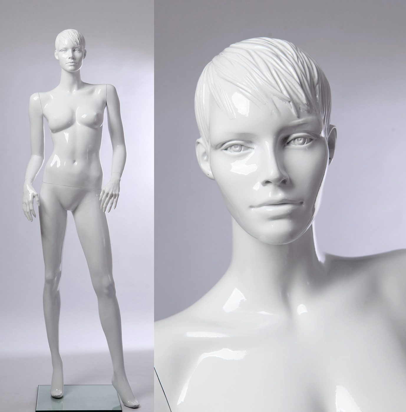 Eurohandisplay Schneiderpuppe Schaufensterpuppe Weiblich Weiß glanz Geformtes Gesicht und Haare Neu, Nicht zutreffend