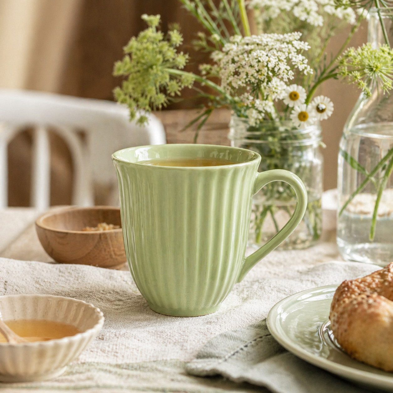 Ib Laursen Tasse IB Laursen Tasse mit Rillen Mynte® Wasabi
