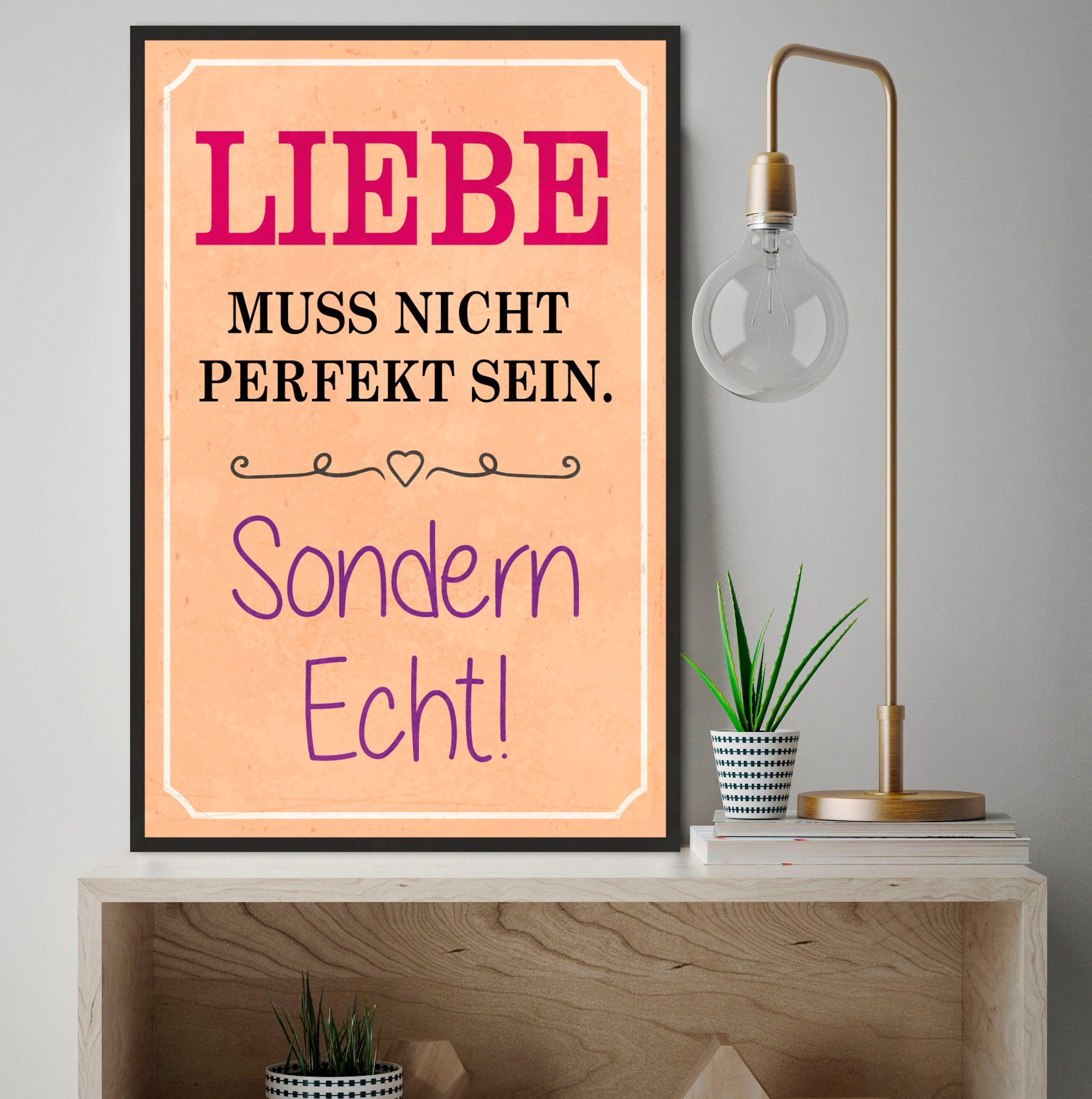 queence Metallbild Liebe, Schriftzug, Schriftzüge (1 St), Stahlschild