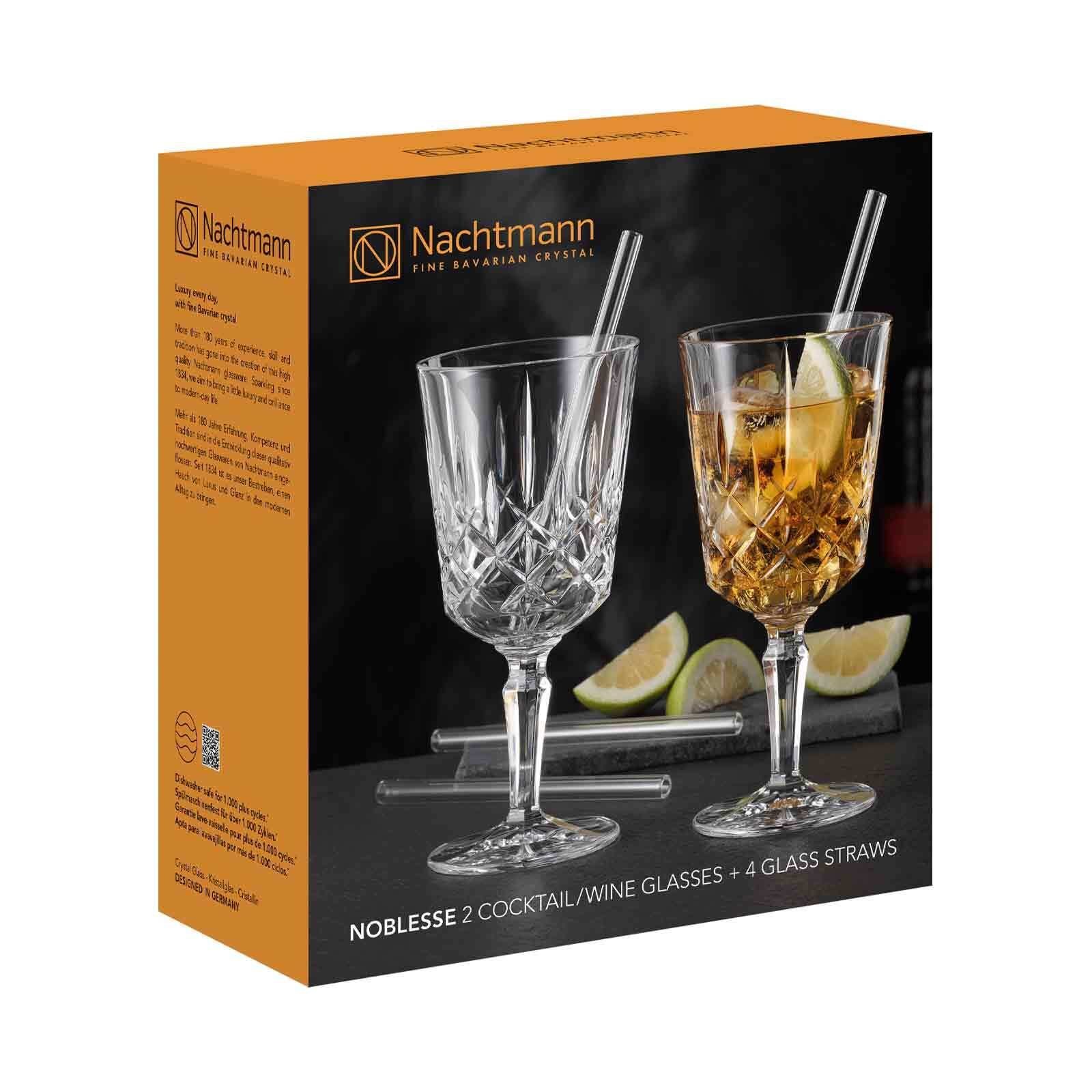 Nachtmann Weißweinglas Noblesse Cocktailgläser mit Glastrinkhalmen 355 ml, 7-tlg., Glas – Bild 2 von 4
