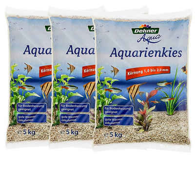Dehner Aquarienkies Aqua Kies, 3 x 5 kg (15 kg), weiß
