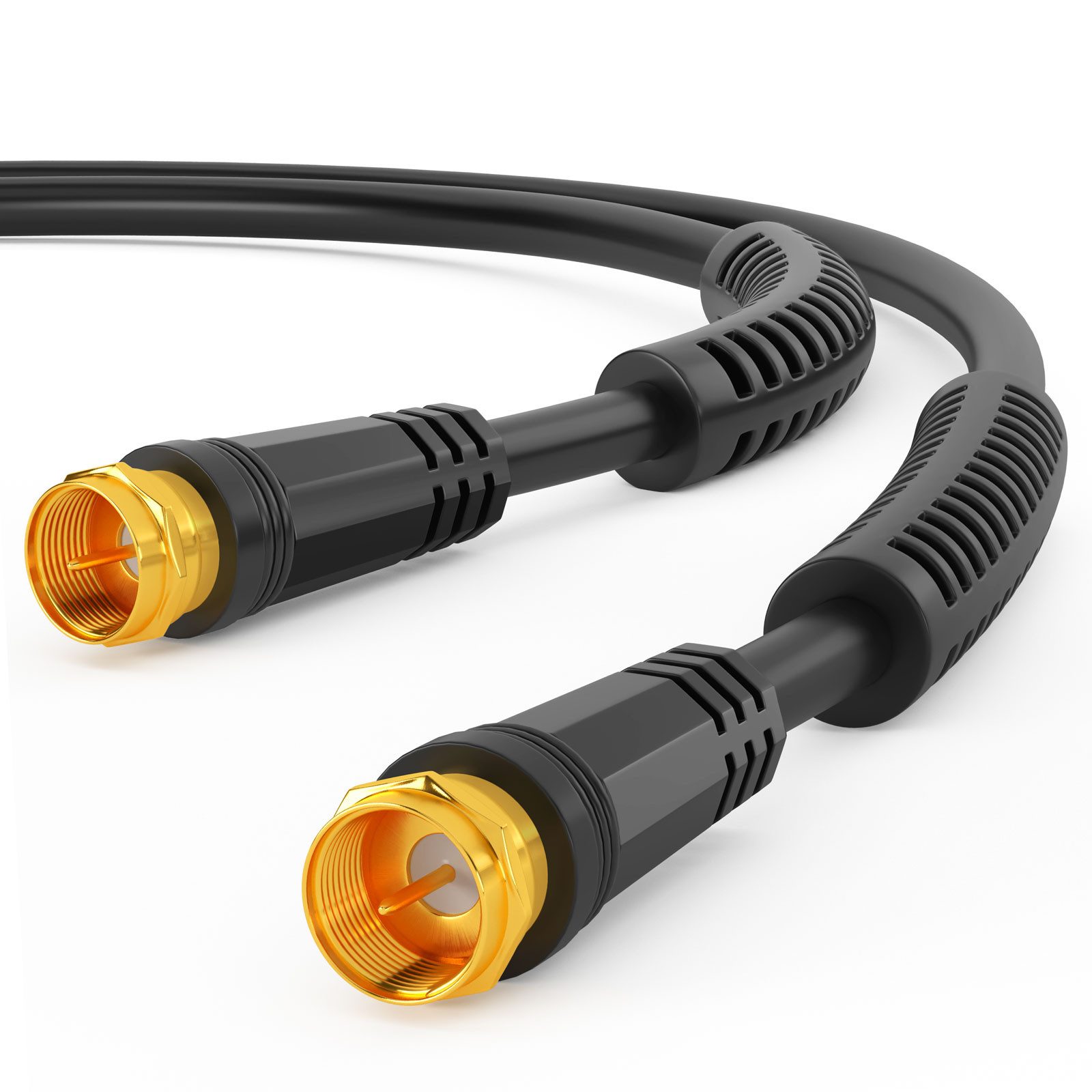 HB-DIGITAL 1,5m SAT Kabel 110dB F-Stecker Ferritkern 4-fach schwarz SAT-Kabel, (150 cm), Geeignet fuer SAT Anwendungen mit F-Anschluss