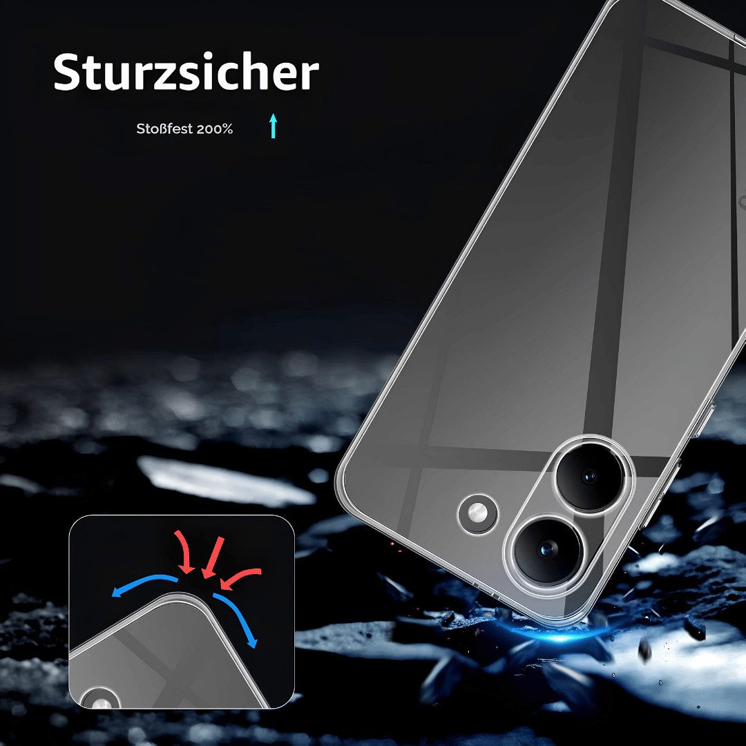 SmartUP Smartphone-Hülle für Xiaomi Poco X8 Pro Transparent Silikon Slim Case Handyhülle 6,59, integrierter Kameraschutz, präzise Aussparungen – Bild 4 von 5