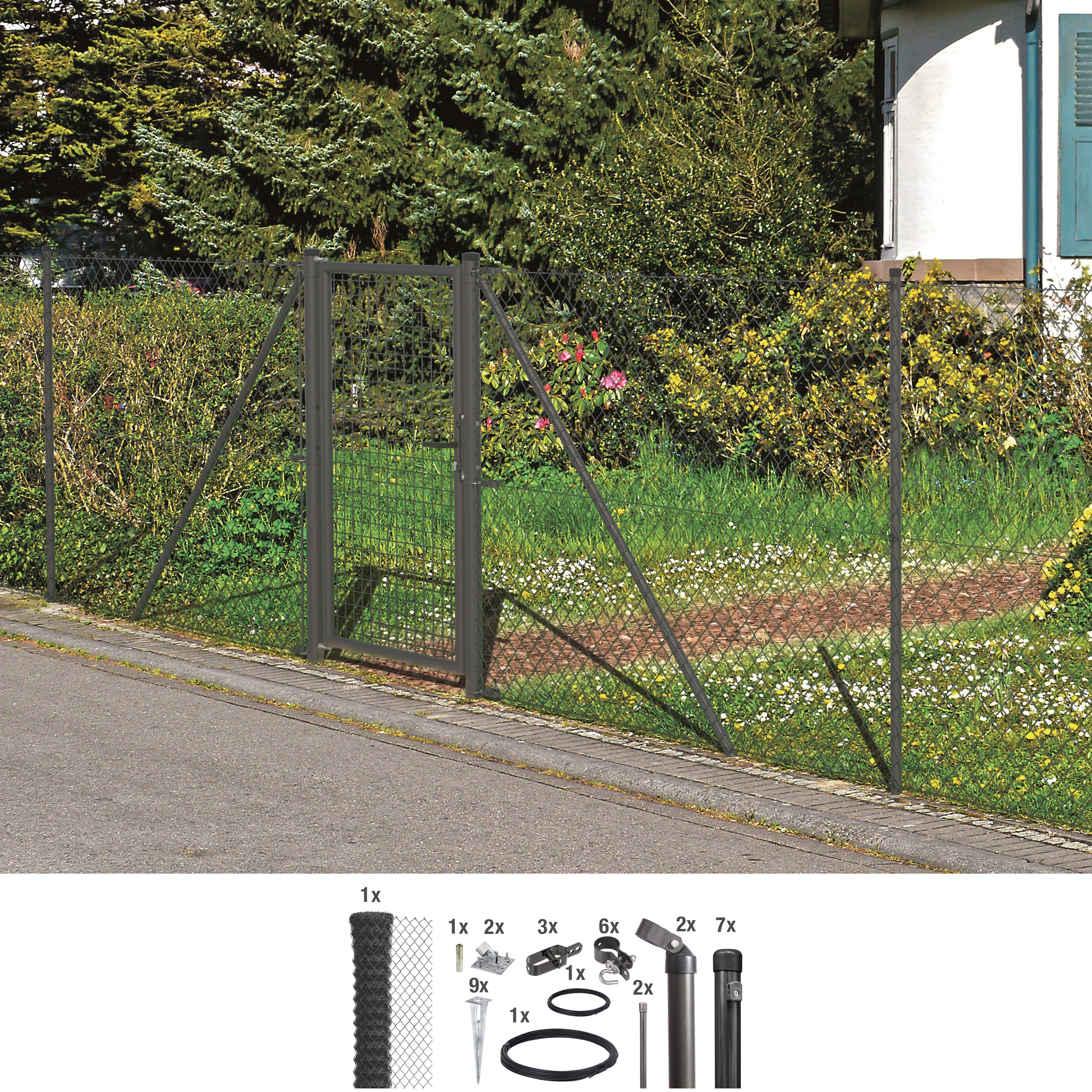 GAH Alberts Maschendrahtzaun, (Set), 125 cm hoch, 15 m, anthrazit