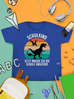 Shirtracer T-Shirt Schulkind Dinosaurier Retro Einschulung Junge Schulanfang Geschenke
