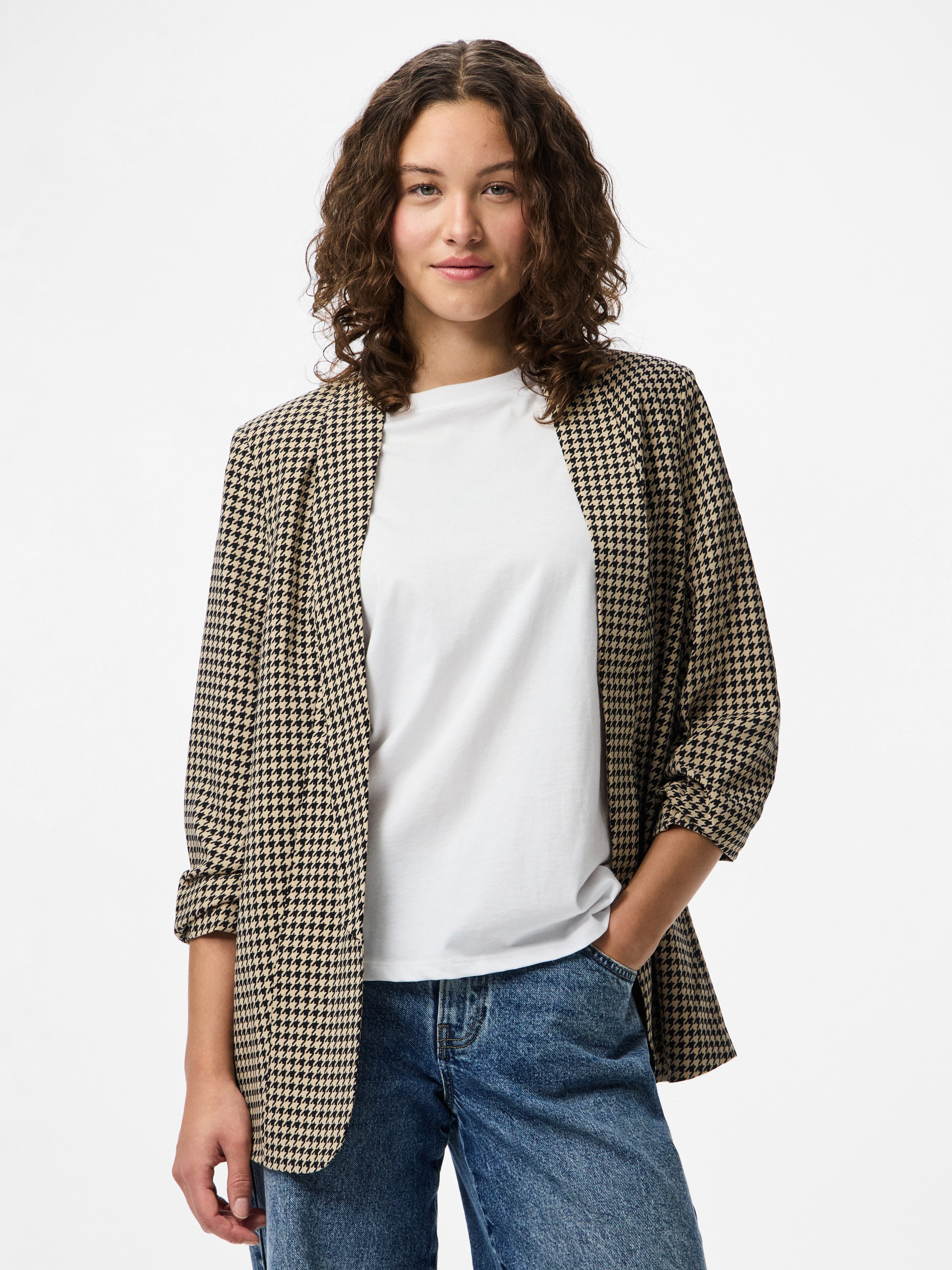 pieces Blusenblazer PCBOSELLA 3/4 PRINTED BLAZER NOOS mit 3/4 Ärmel