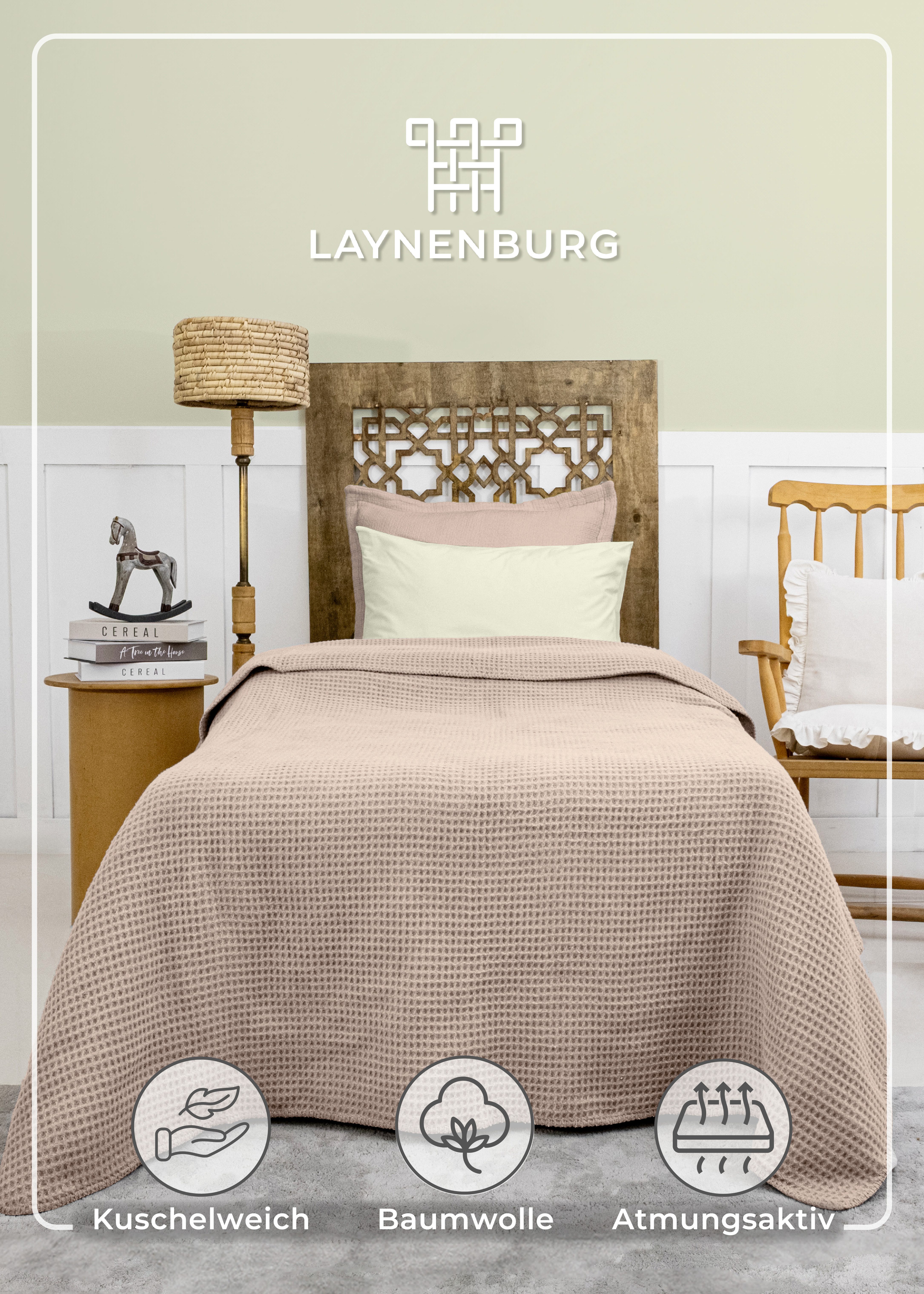 Wohndecke Waffelpique aus Baumwolle – Kuscheldecke Baumwolldecke Sofa Überw günstig online kaufen