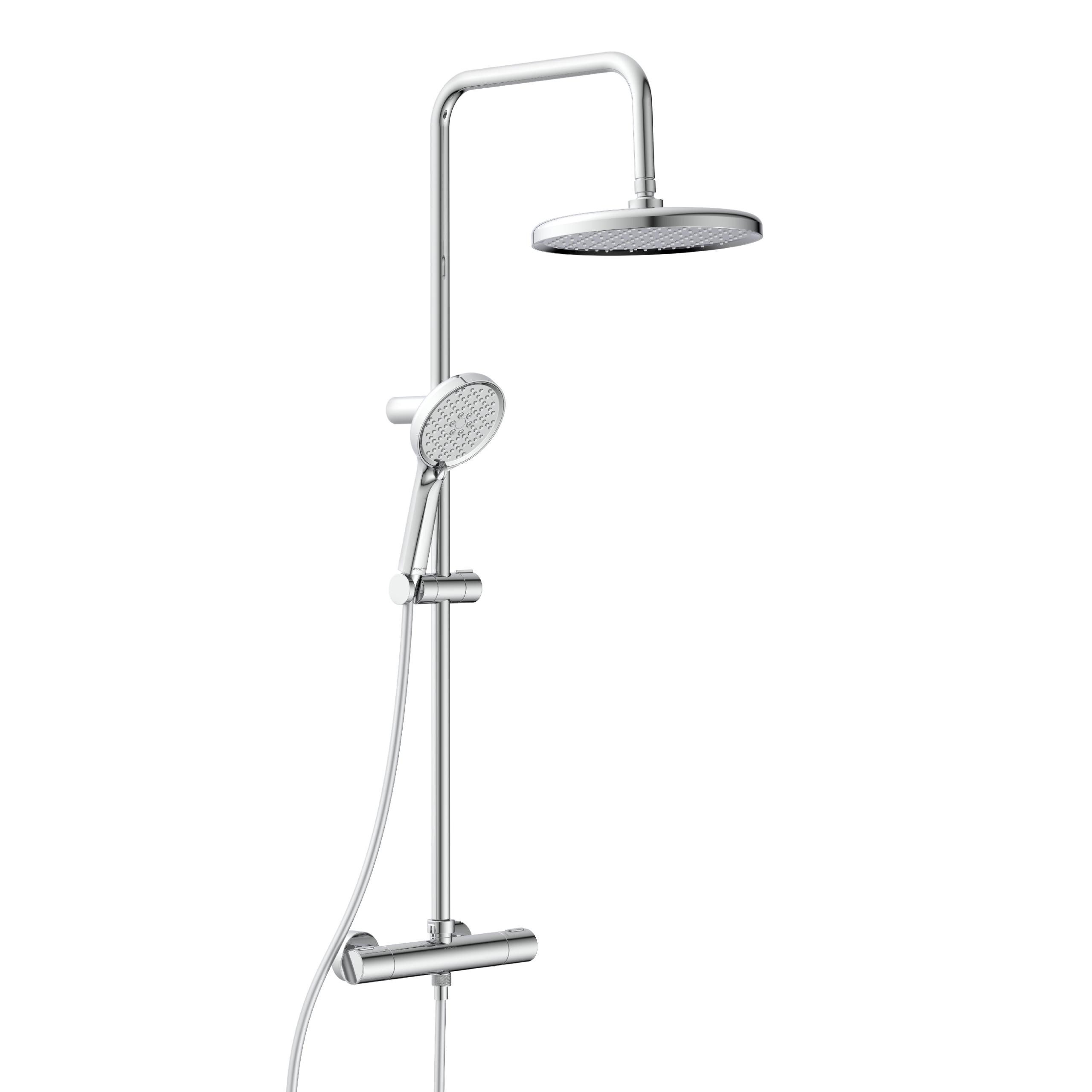 Schütte Duschsystem MADRID chrom, 3 Strahlart(en), 3-fach verstellbar, Antikalk-Noppen, Höhenverstellbare Halterungen