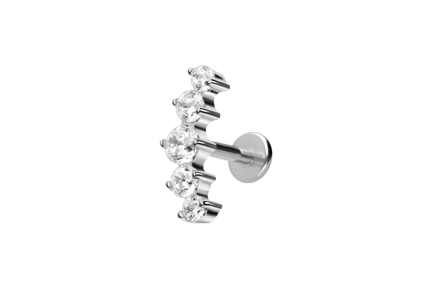 PIERCINGLINE Piercing-Set Titan Labret mit Innengewinde 5 EINGEFASSTE KRISTALLE (Labrets, 1-tlg)