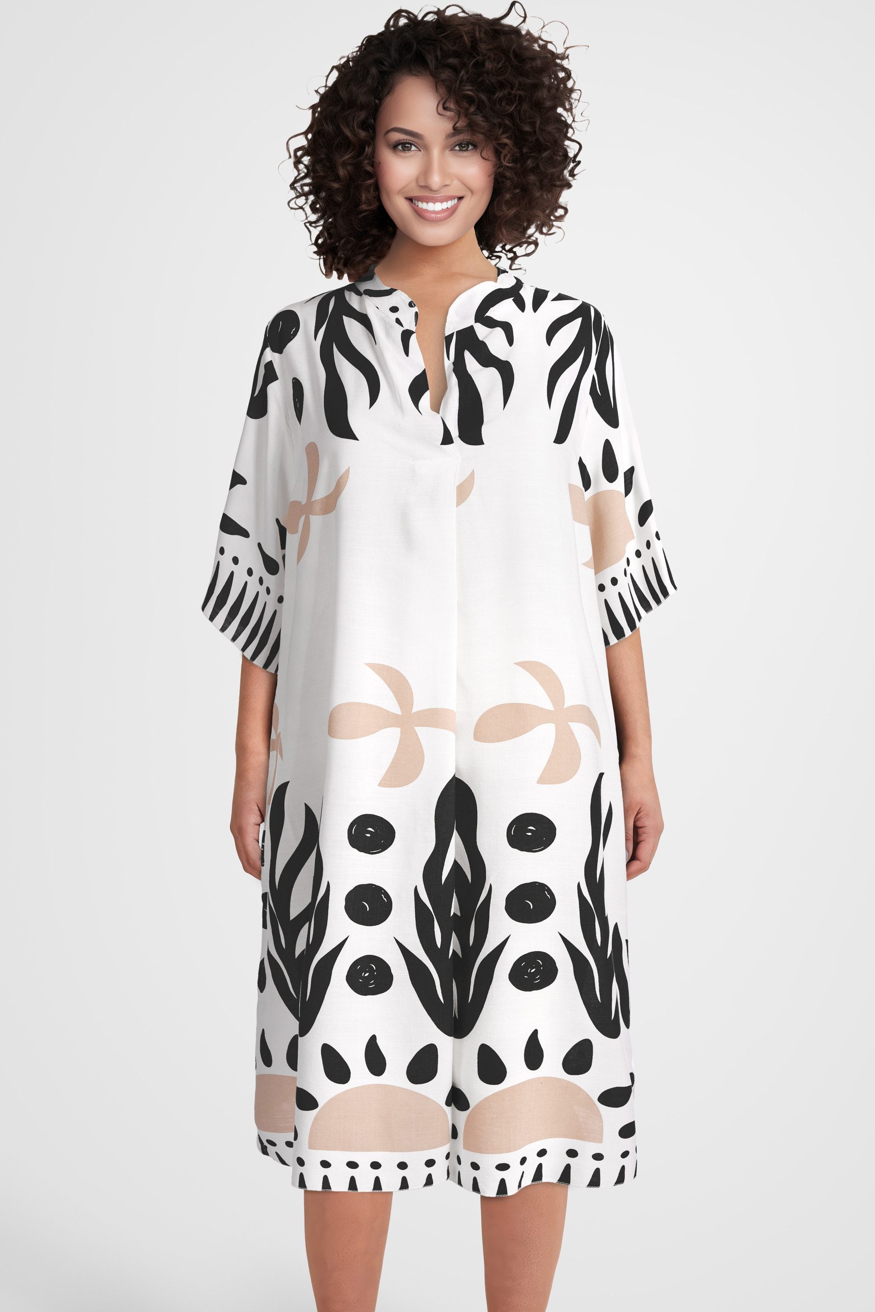 PEKIVESSA Sommerkleid Weites Blusenkleid wadenlang kurzarm günstig online kaufen