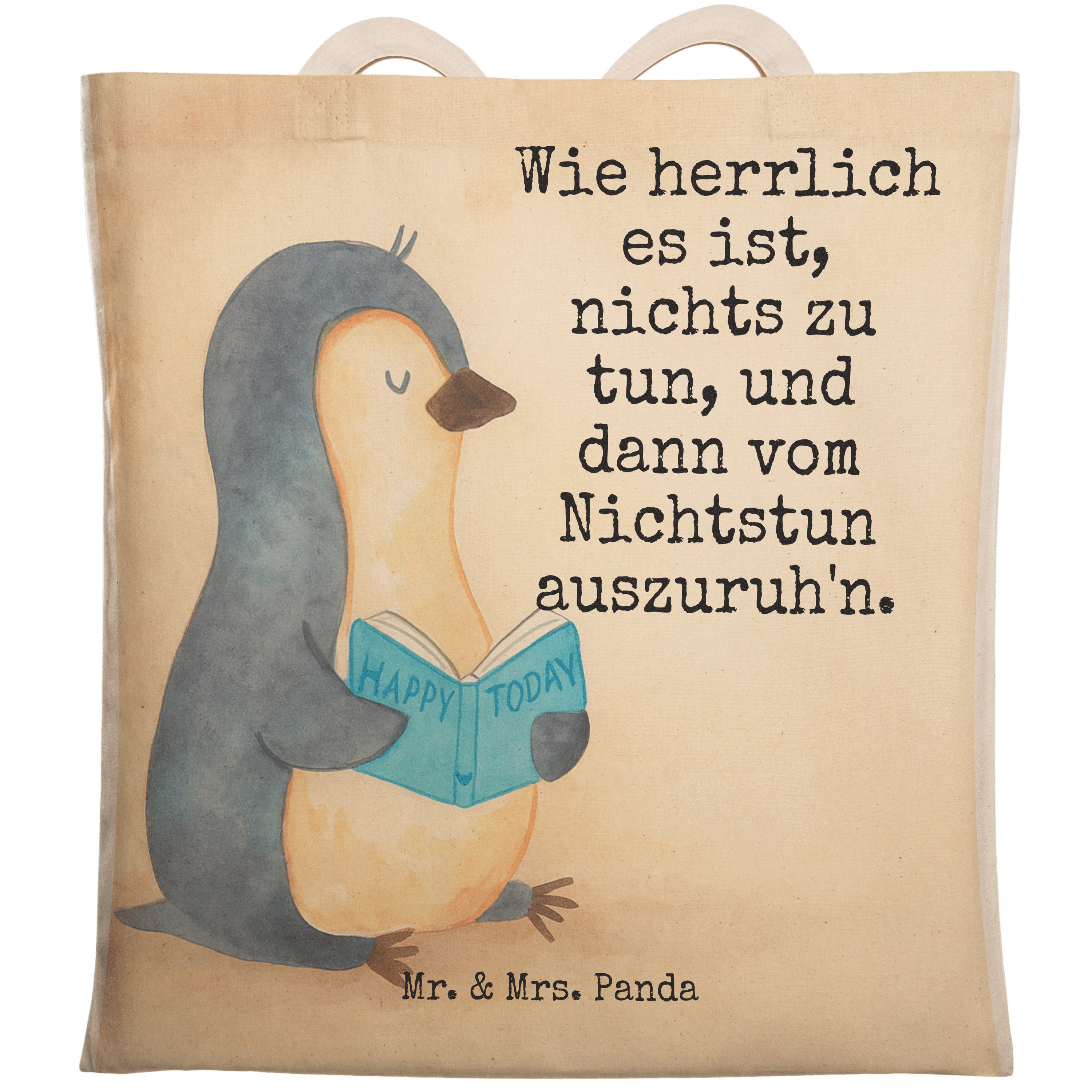 Tragetasche Pinguin Buch Design, Tote Bag, Weiß, Stoffbeutel, Tasche, Urlaub, sho