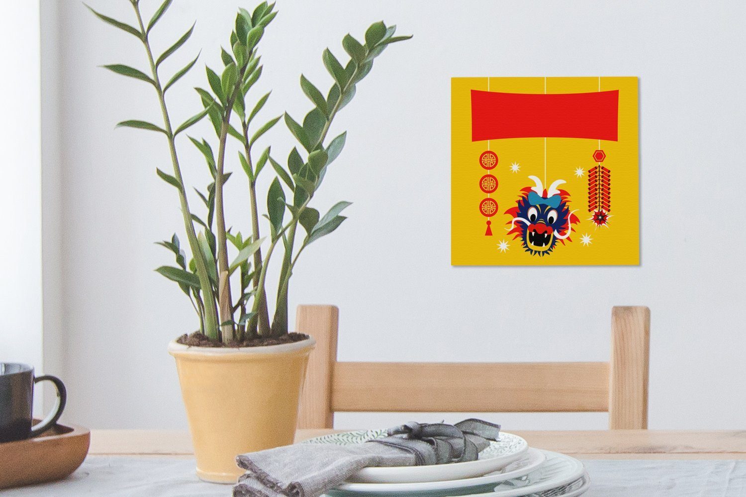 Leinwandbild Dekoration Bilder (1 für Schlafzimmer Neujahrsfest, St), Wohnzimmer der Illustration chinesische Eine für Leinwand das OneMillionCanvasses®