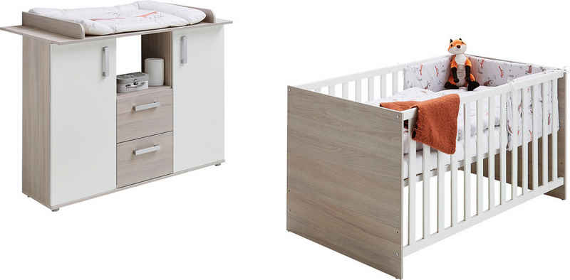 Lüttenhütt Babymöbel-Set Geert, (Spar-Set, 2-St., Kinderbett, Wickelkommode), mit Kinderbett und Wickelkommode; Made in Germany