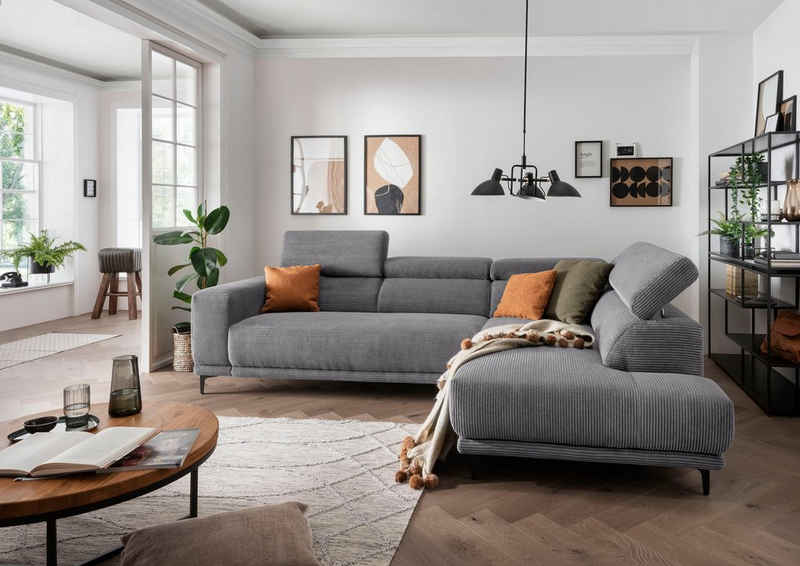 alina Ecksofa Hikari, wahlweise mit Sitzvorzug, in modernem Cordstoff, Breite 276 cm