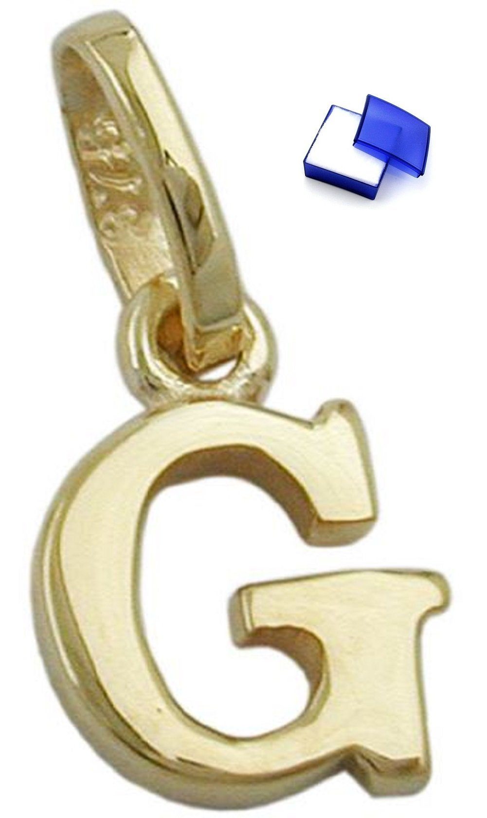 unbespielt Кулоны Anhänger Buchstabe G glänzend 375 Gold 8 x 6 mm inkl. Schmuckbox, Goldschmuck für Damen und Herren
