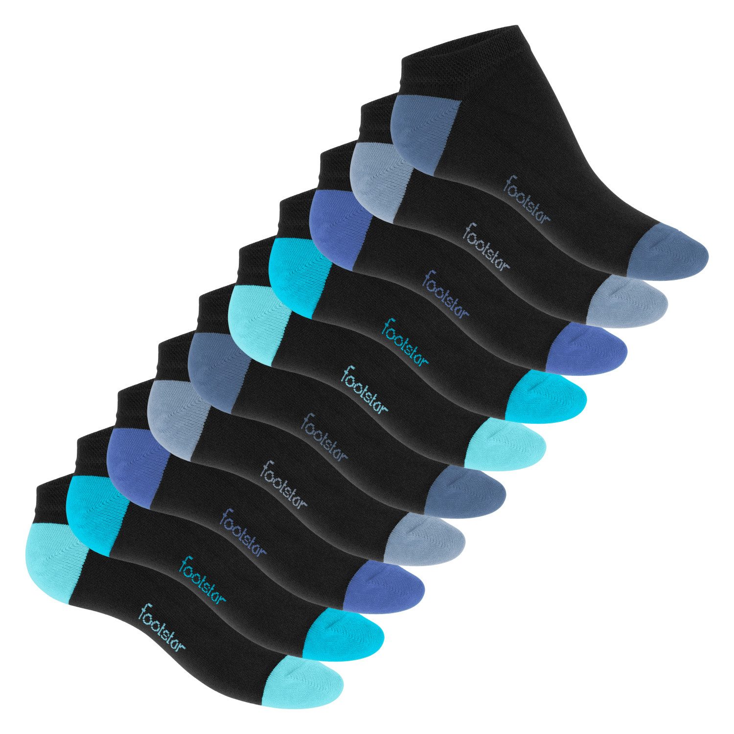 Sneakersocken 10 Paar Sneaker Socken für Damen & Herren - Bunte Ferse & Spitze