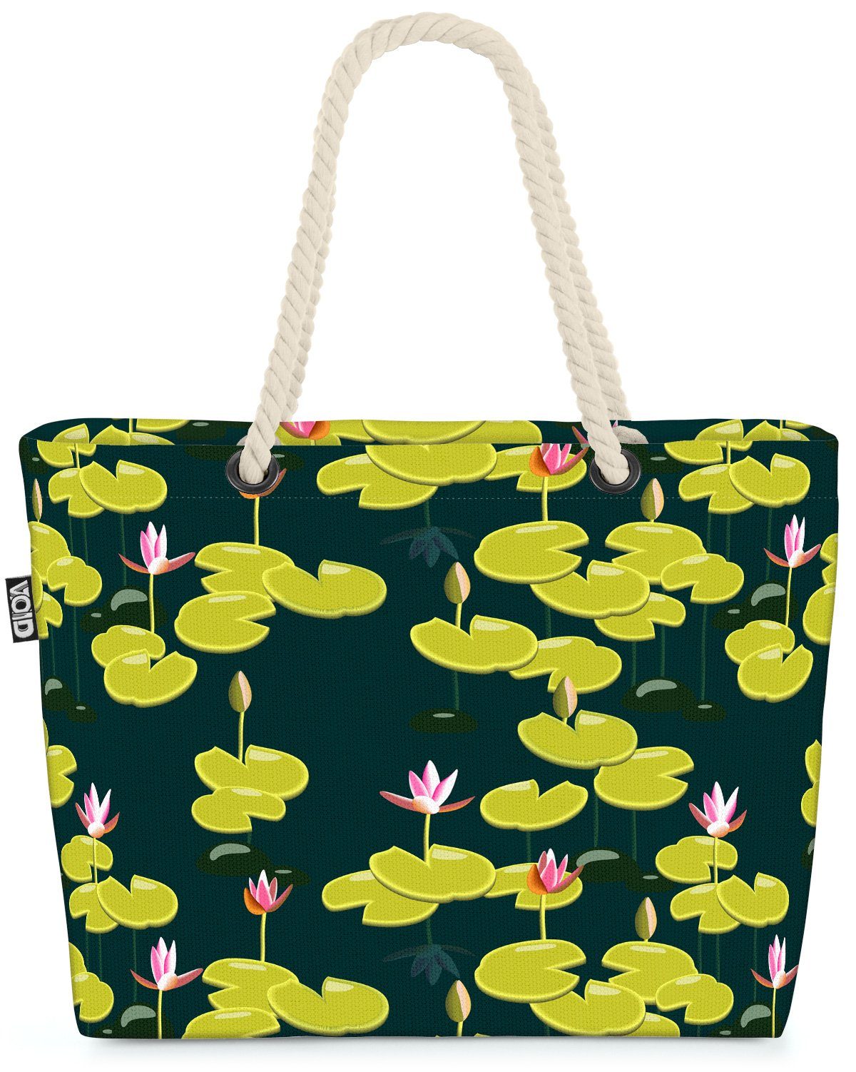 VOID Strandtasche (1-tlg), Teichrosen Wasserlilien See Seerosen Lilie Teichrosen Teich Gartentei | Strandtaschen