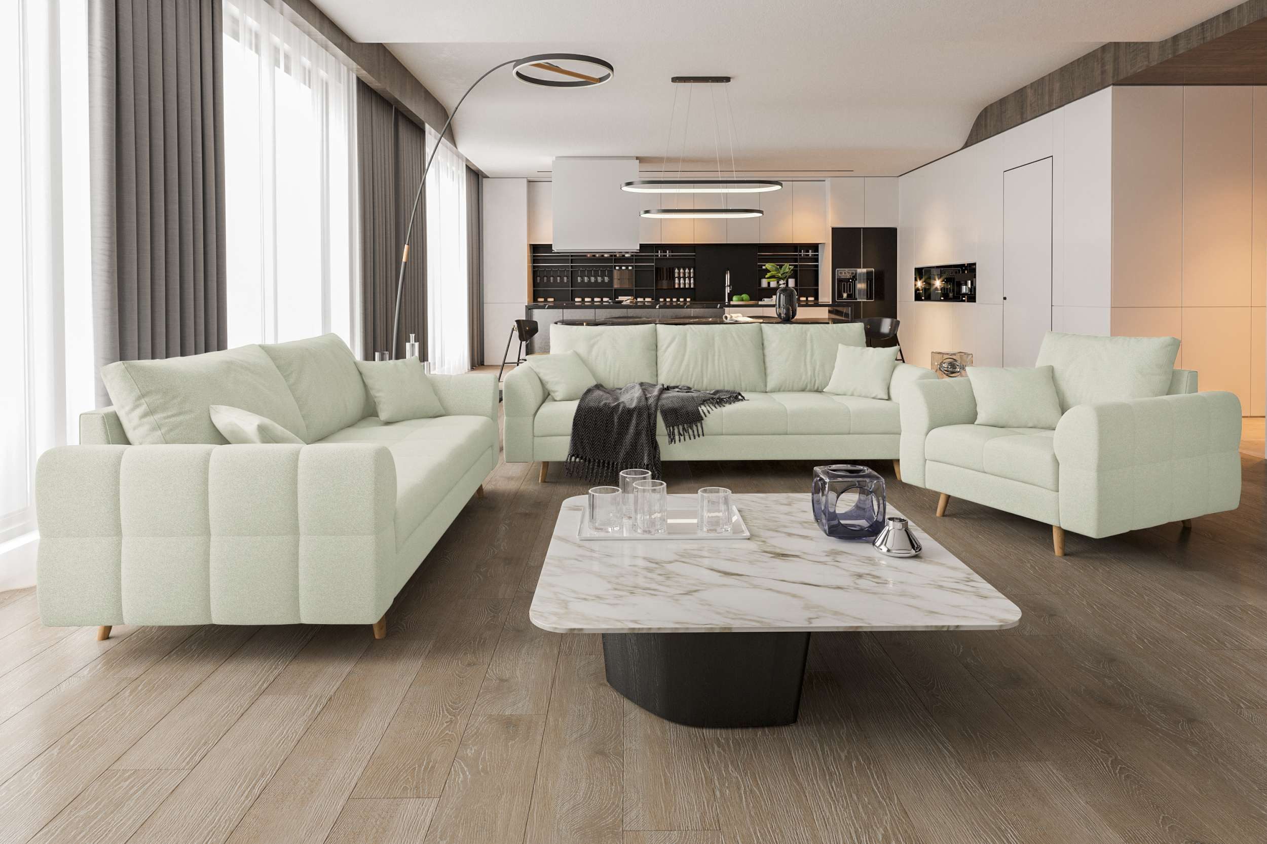 99rooms Polstergarnitur Bello, (Couchgarnitur, Set (3-tlg), günstig online kaufen