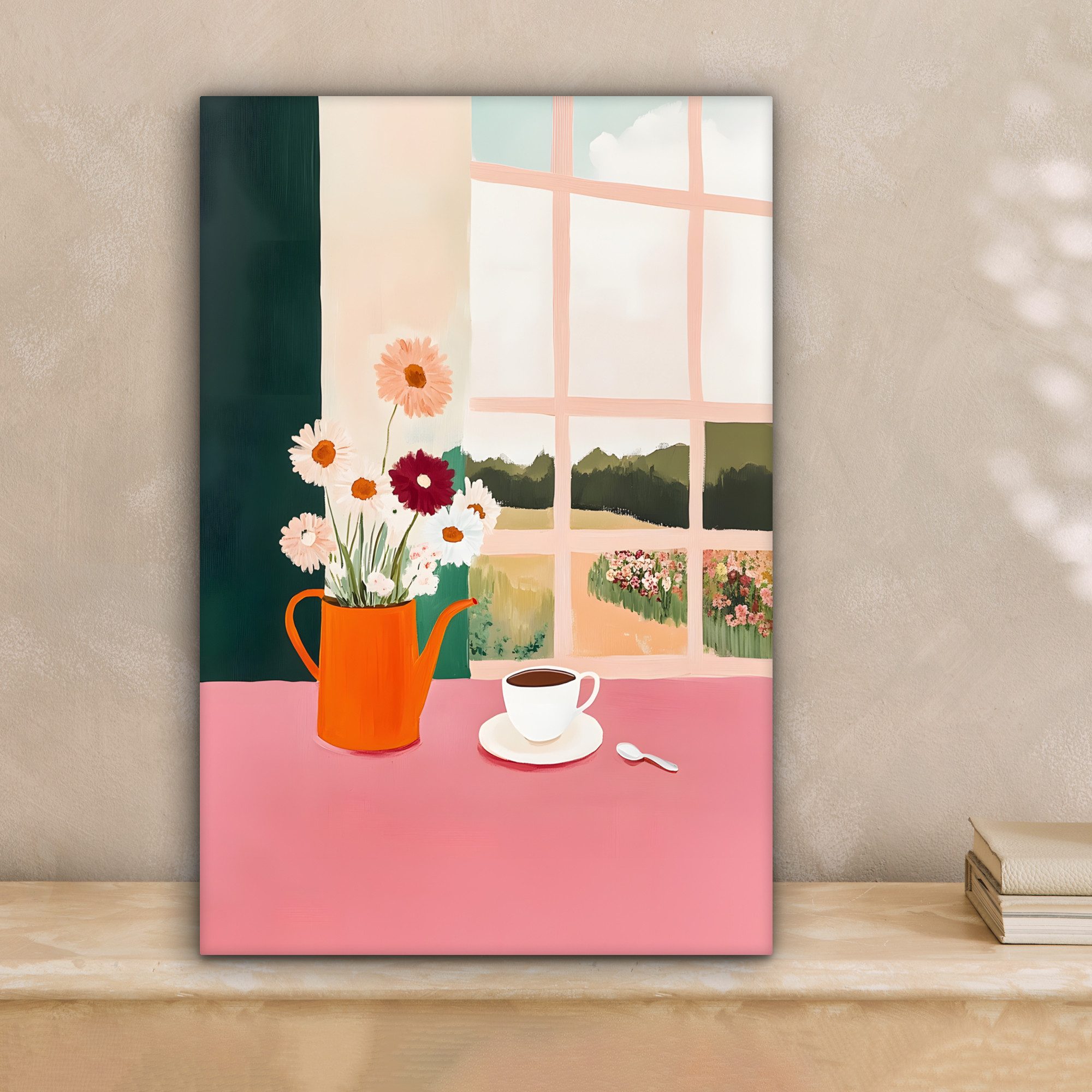 OneMillionCanvasses® Leinwandbild Blumen - Kaffee - günstig online kaufen