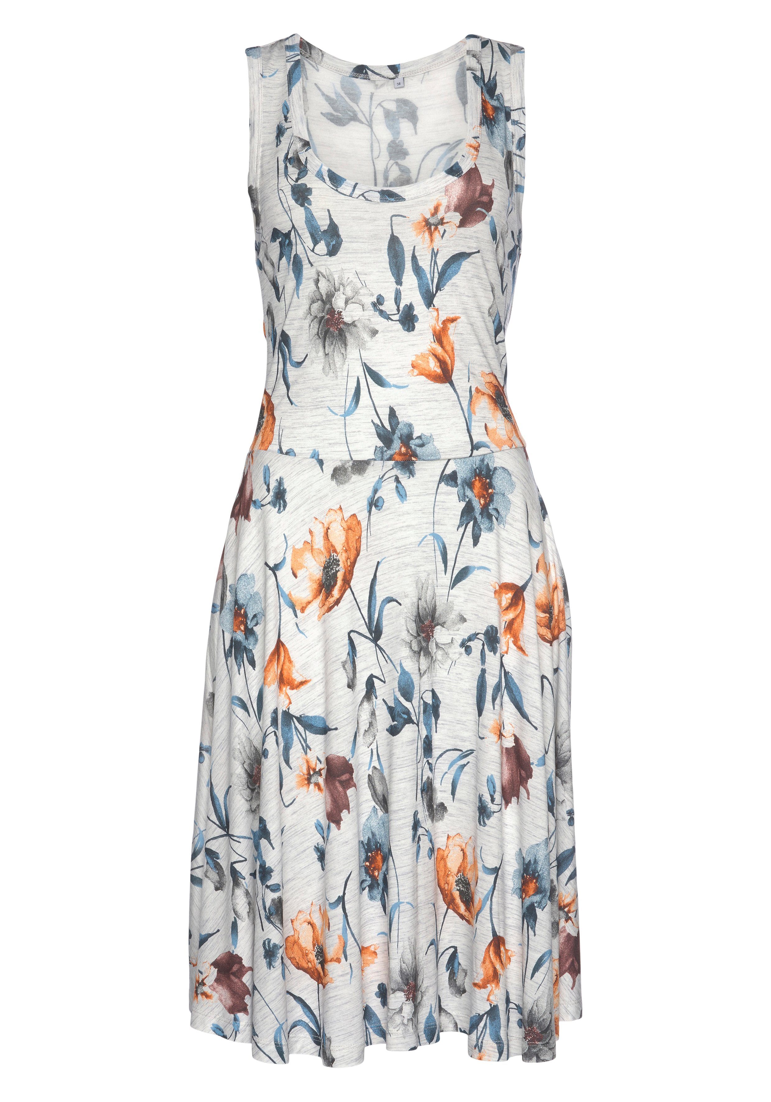 Vivance Jerseykleid mit Blumendruck und schwingendem günstig online kaufen