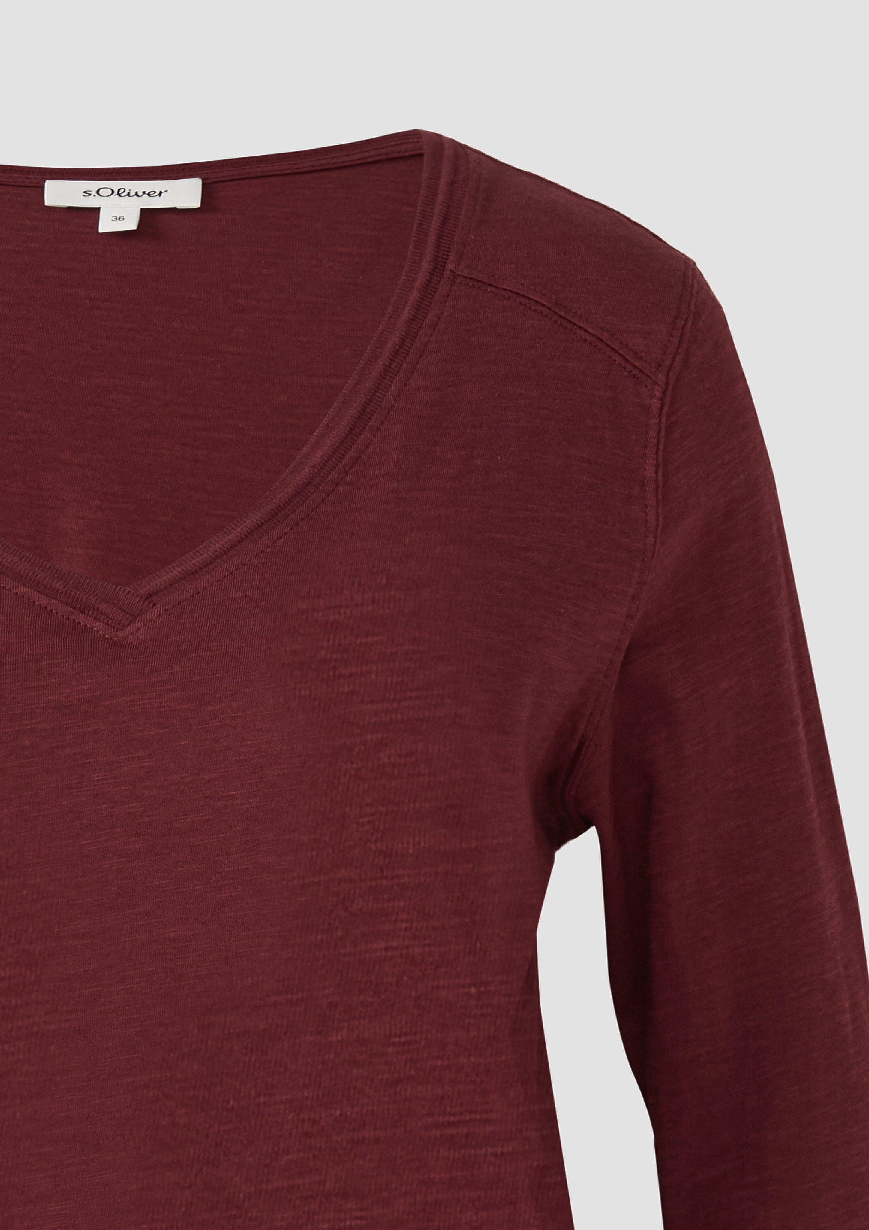 s.Oliver 3/4-Arm-Shirt 3/4-Armshirt aus Baumwoll-Flammgarn mit günstig online kaufen