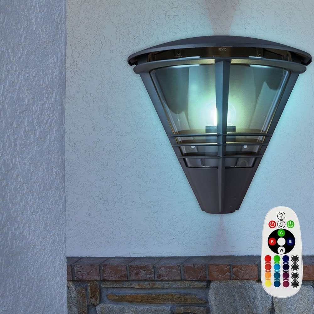 Außenlampe dimmbar Farbwechsel, mit Fernbedienung LED etc-shop Warmweiß, Außen-Wandleuchte, Leuchtmittel Wandleuchte inklusive,