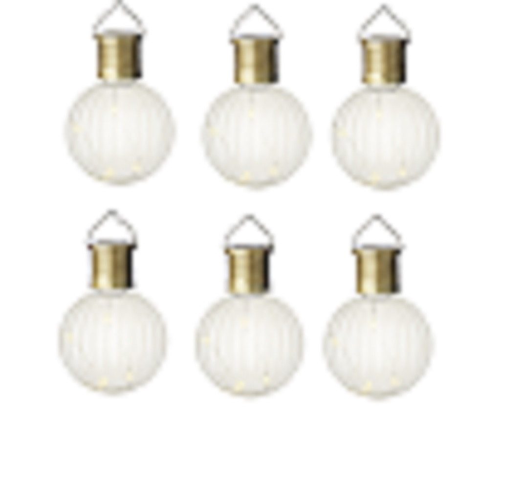 Lumineo LED Gartenleuchte Solar Birne Plastik D.8cm H.11cm transparent/warm weiß 6 Stück