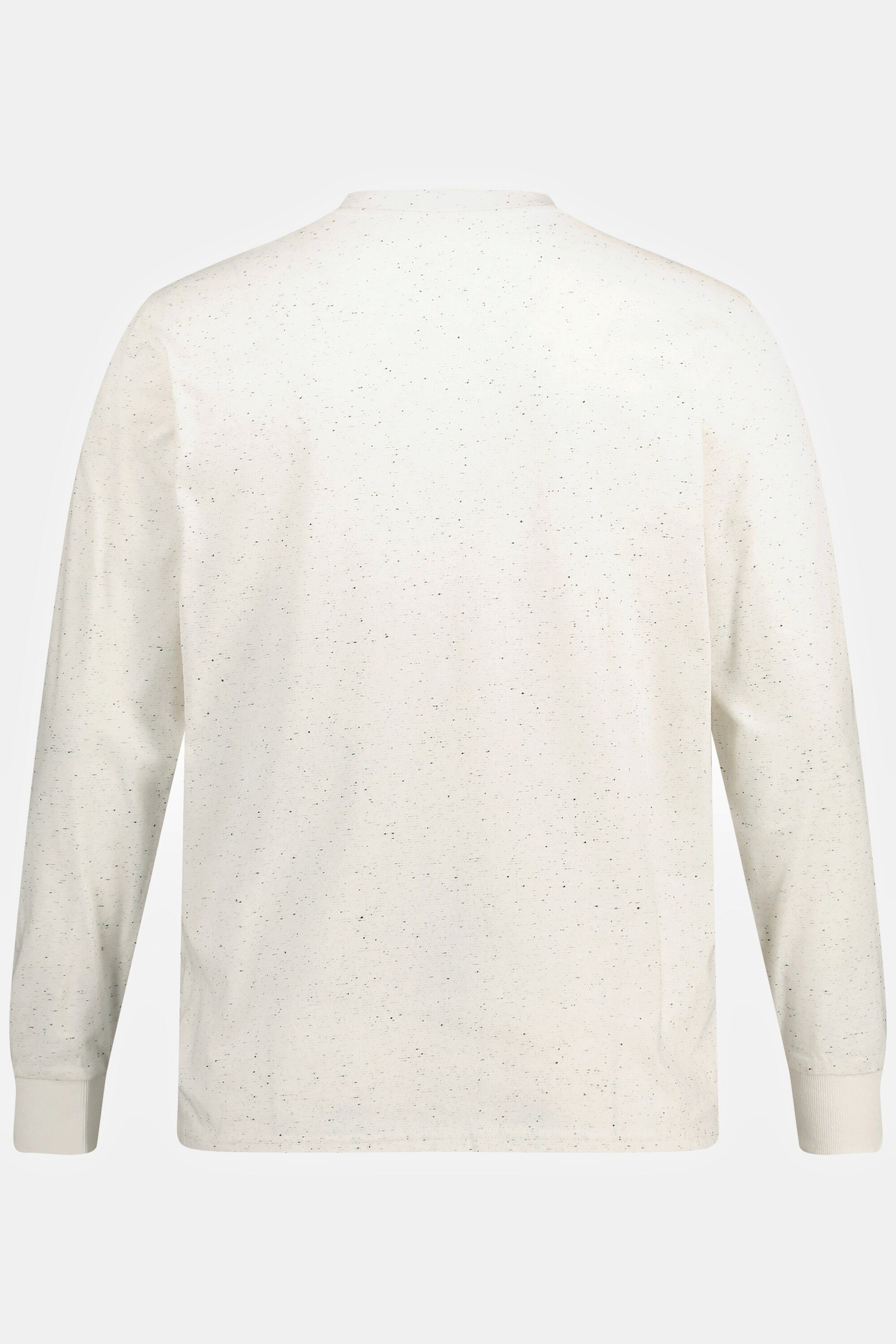 Strukturjersey Rundhals Knopfleiste Henley T-Shirt JP1880 Langarm
