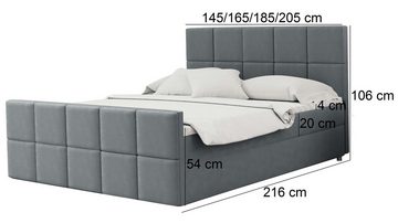Friderik-EU Boxspringbett NANA Kontinentalbett Doppelbett mit zwei Bettkästen und Topper, mit Topper, inkl. zwei Bettkästen