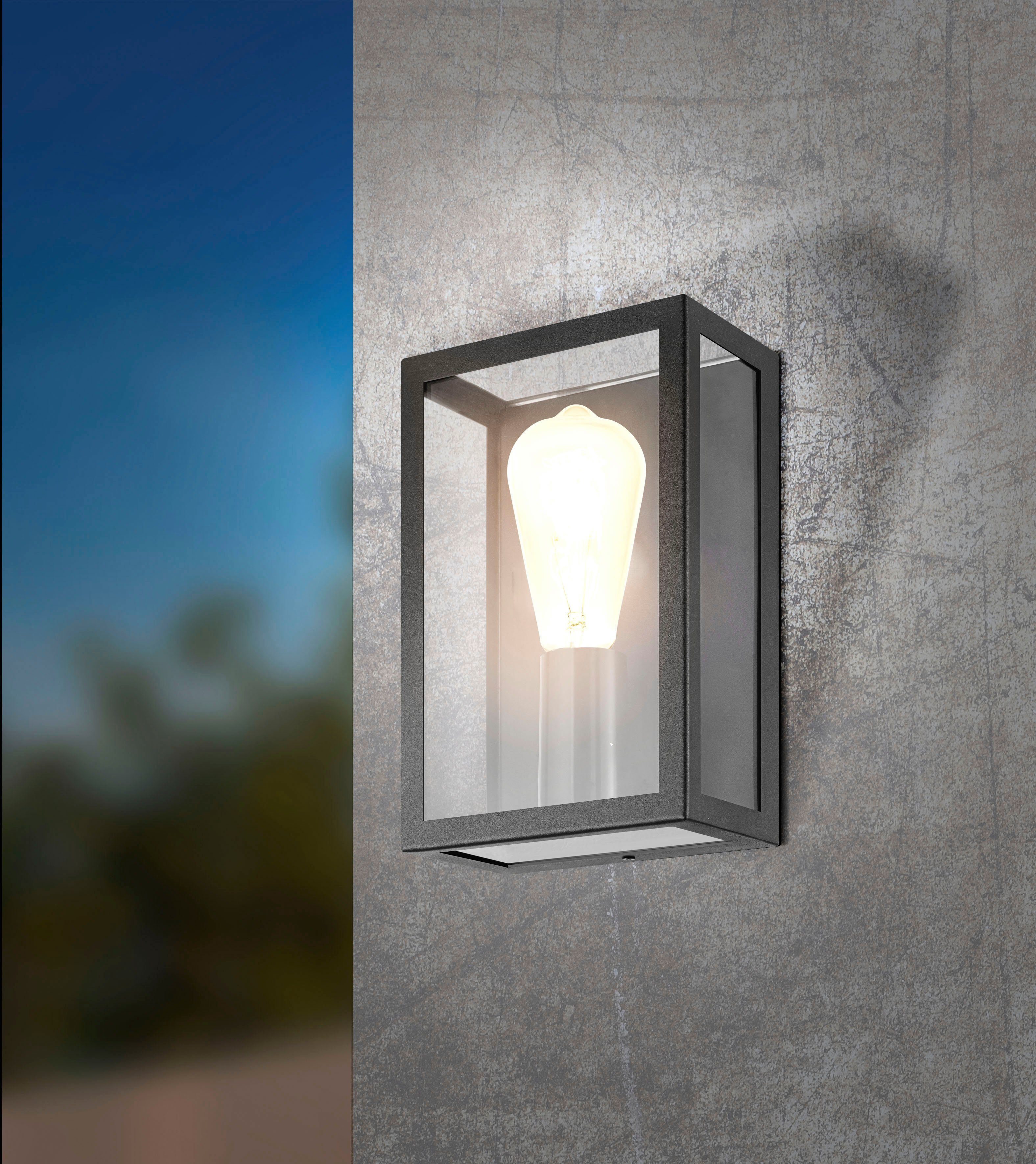 EGLO Außen-Wandleuchte ALAMONTE 1, ohne Leuchtmittel, Wandlampe außen, L17 x H26 x B26 cm, rustikal, E27, IP44, max. 60W